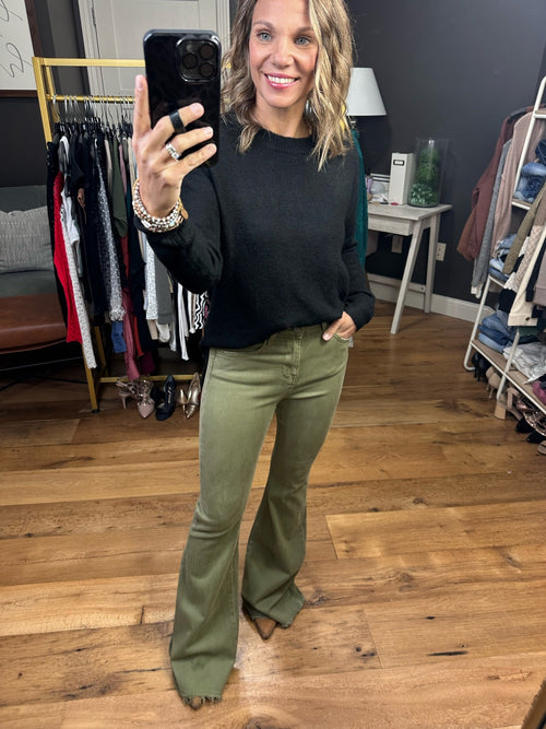 The Madeline High-Rise Flare Denim - Olive-Vervet-Anna Kaytes Boutique, Women's Fashion Boutique in Grinnell, Iowa