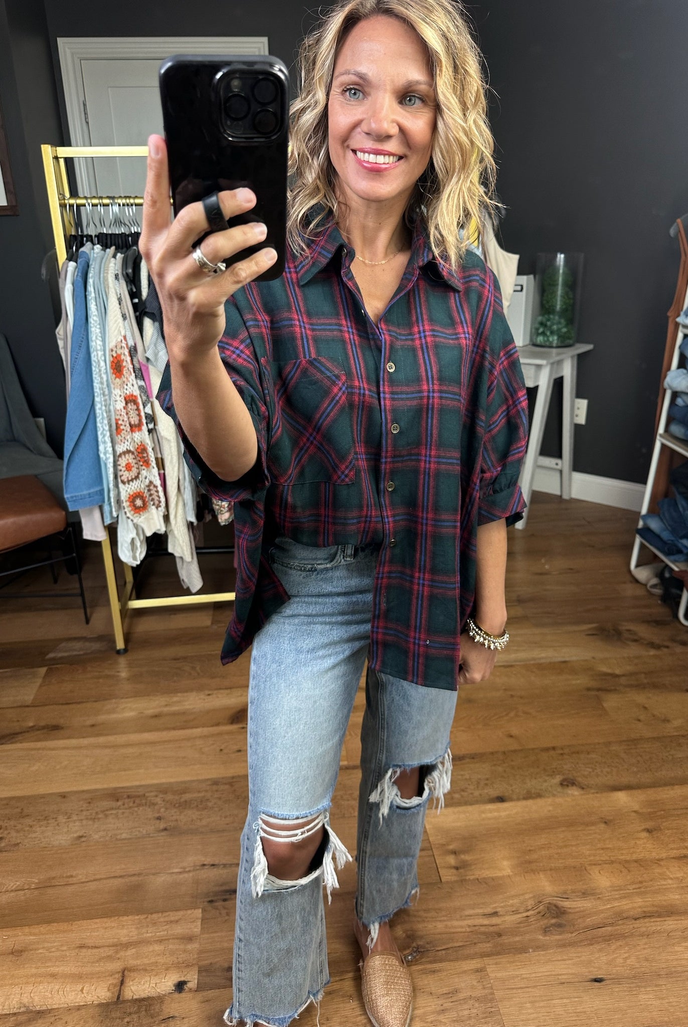 Defined Roles Plaid Button-Down Top - Multiple Options-Entro-Anna Kaytes Boutique, Women's Fashion Boutique in Grinnell, Iowa