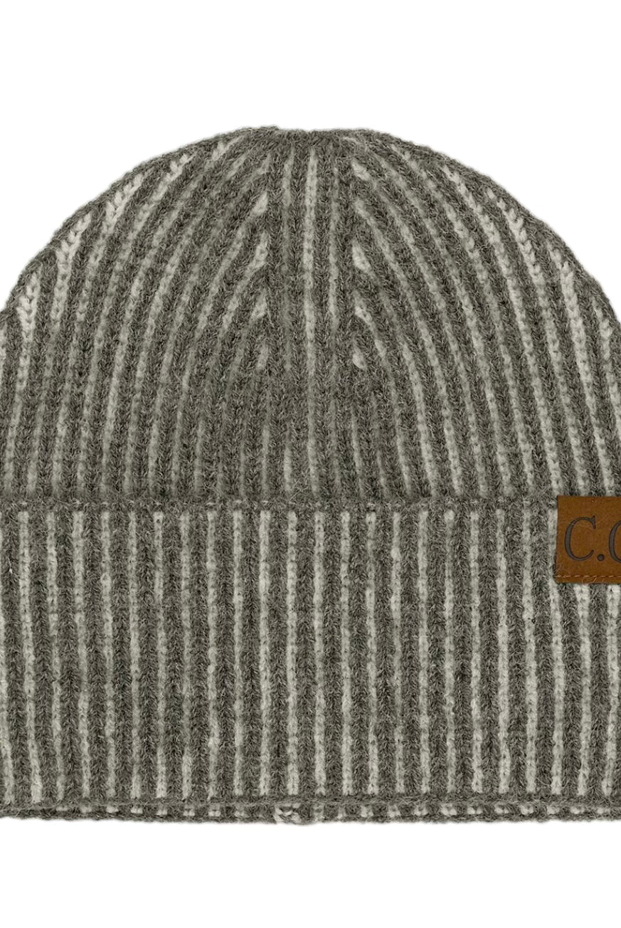 CC Contrast Stripe Cuff Beanie- Multiple Options-Hats-Joia HTC-0043-Anna Kaytes Boutique, Women's Fashion Boutique in Grinnell, Iowa