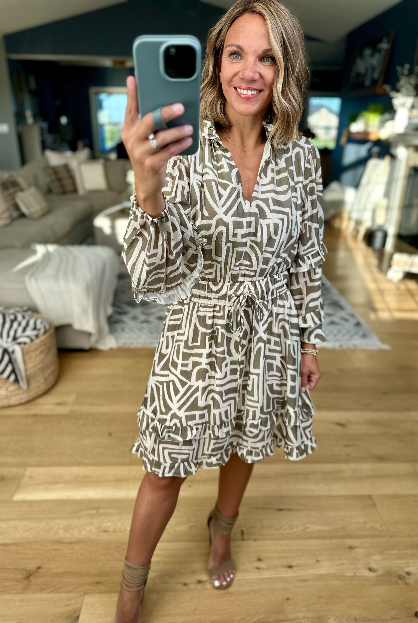 Curious Minds Patterned Dress-THNL-Anna Kaytes Boutique, Women's Fashion Boutique in Grinnell, Iowa