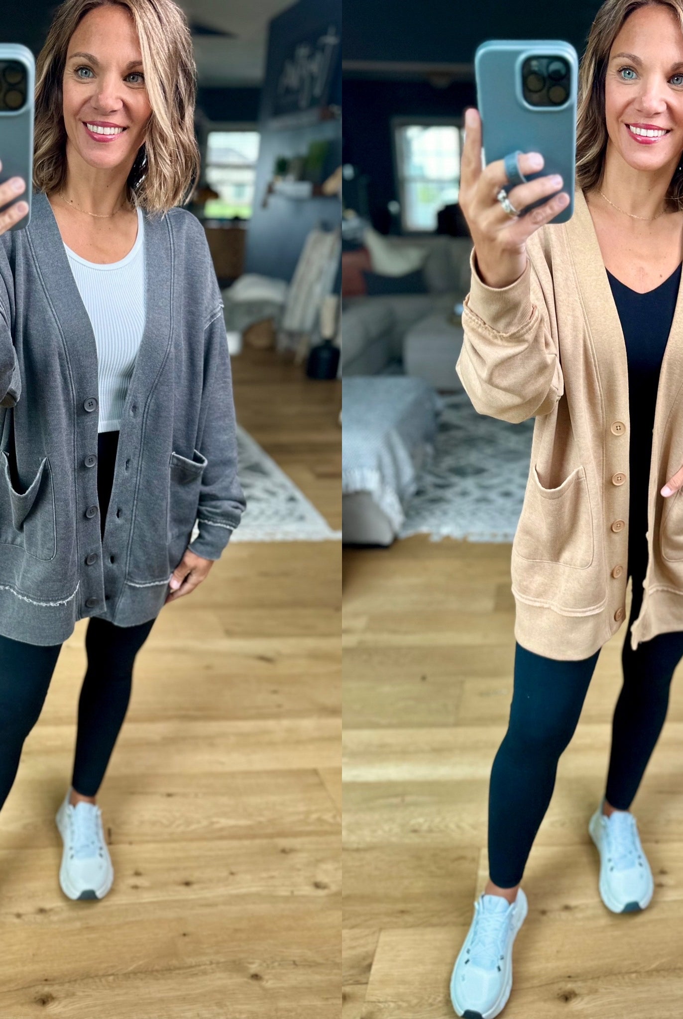 Heading Out Sweatshirt Cardigan-Mono B-Anna Kaytes Boutique, Women's Fashion Boutique in Grinnell, Iowa