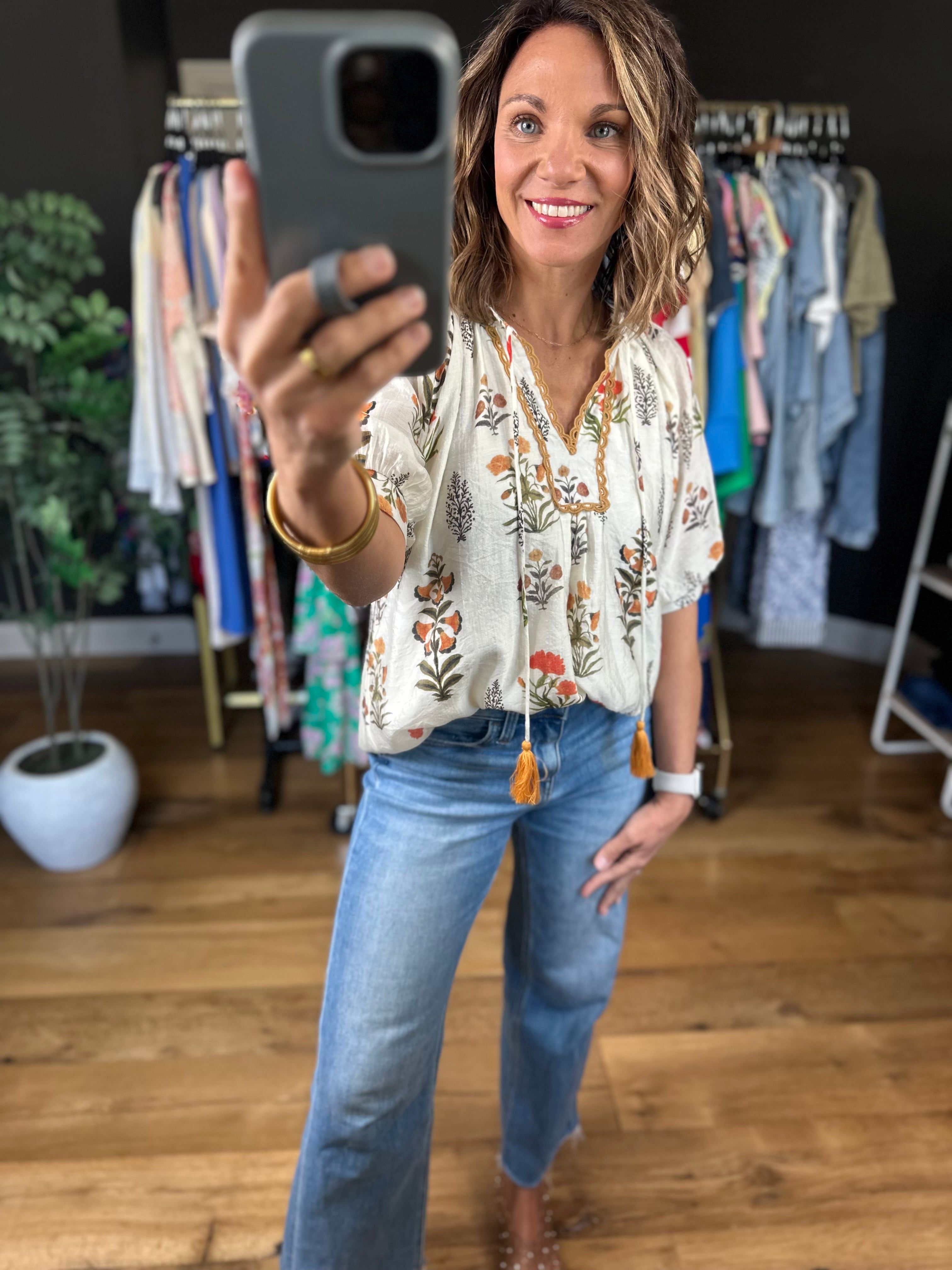 Petal & Grace Floral Top-Short Sleeves-Umgee-Anna Kaytes Boutique, Women's Fashion Boutique in Grinnell, Iowa