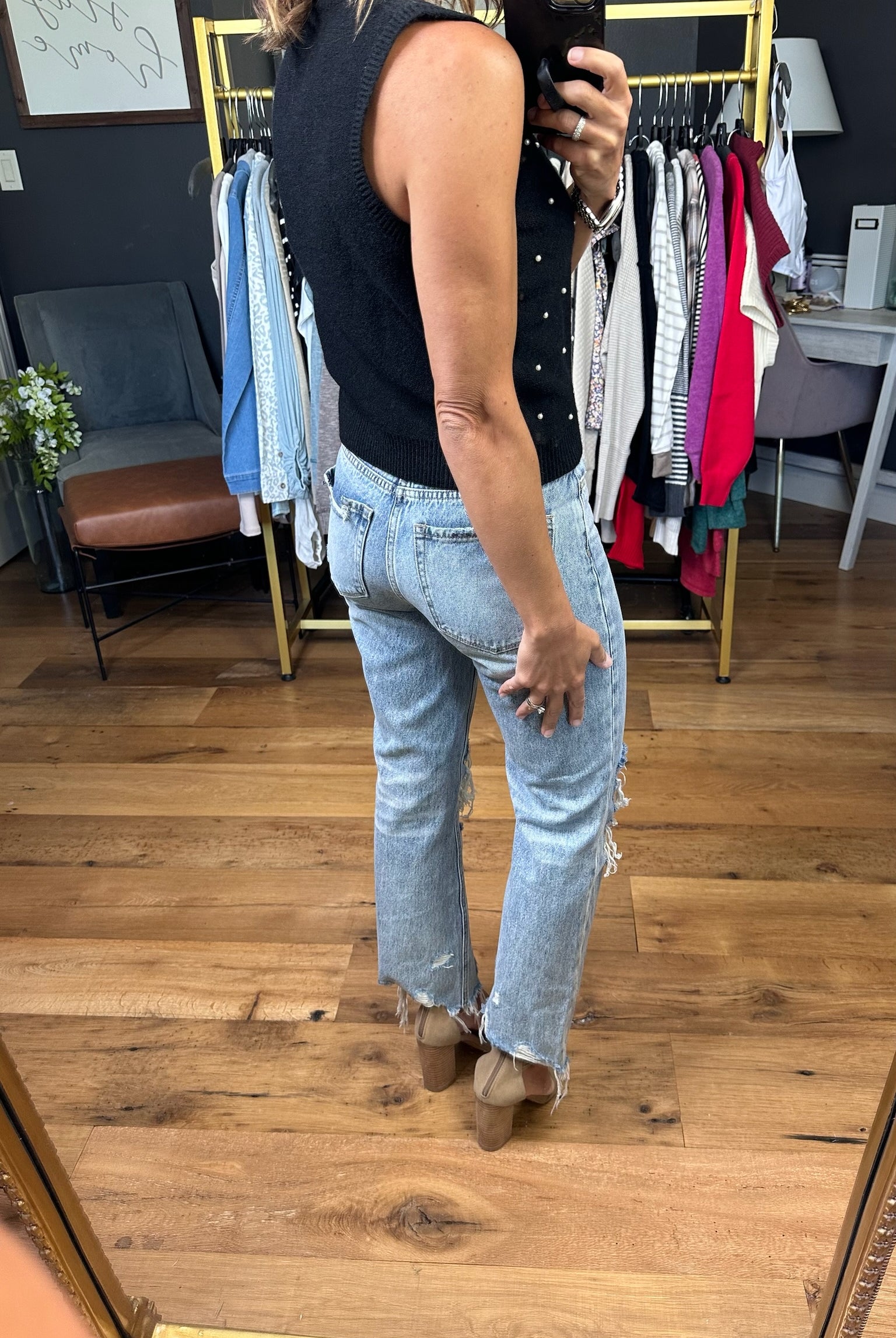 More Than Words Pearl Studded Knit Top - Black-Entro-Anna Kaytes Boutique, Women's Fashion Boutique in Grinnell, Iowa