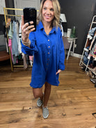 Broadway Babe Utility Button Romper - Blue-Rompers-Bucketlist IR5315-Anna Kaytes Boutique, Women's Fashion Boutique in Grinnell, Iowa