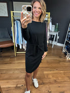 As Of Now Tie-Waist Dress - Black-Staccato-Anna Kaytes Boutique, Women's Fashion Boutique in Grinnell, Iowa