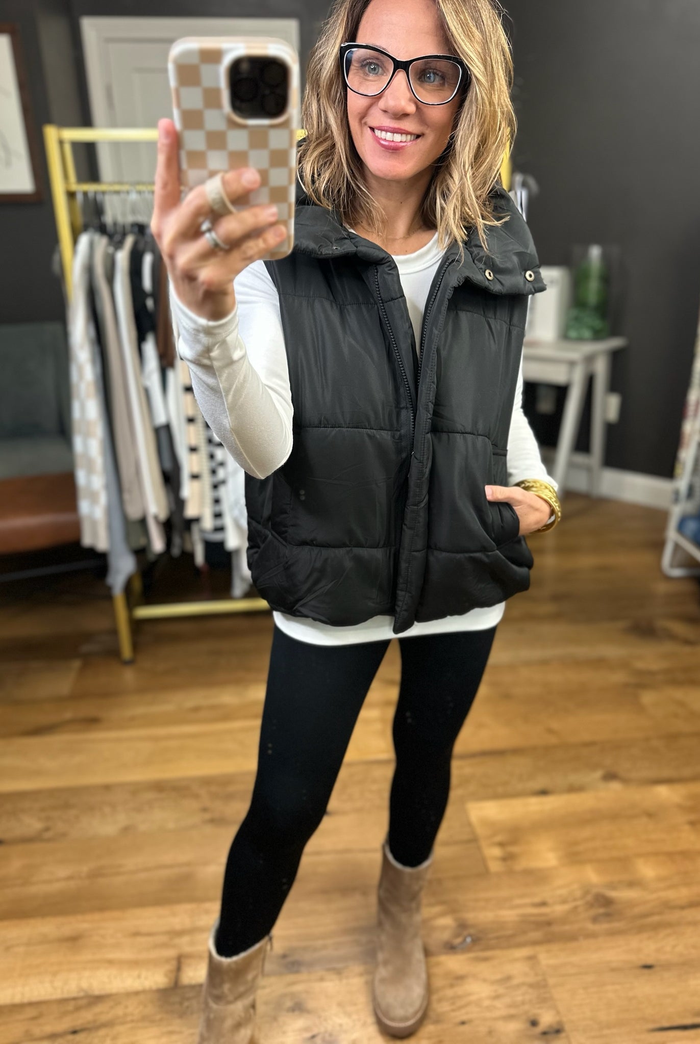 The Gabby Puffer Vest - Black-Blu Pepper-Anna Kaytes Boutique, Women's Fashion Boutique in Grinnell, Iowa