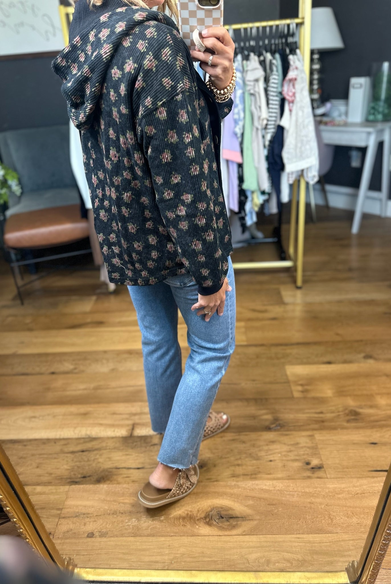 Spring Among Us Corded Floral Lightweight Jacket - Black-Aemi & Co-Anna Kaytes Boutique, Women's Fashion Boutique in Grinnell, Iowa