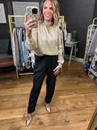 Sweetest Dreams Keyhole Long Sleeve Top - Gold-Skies Are Blue-Anna Kaytes Boutique, Women's Fashion Boutique in Grinnell, Iowa