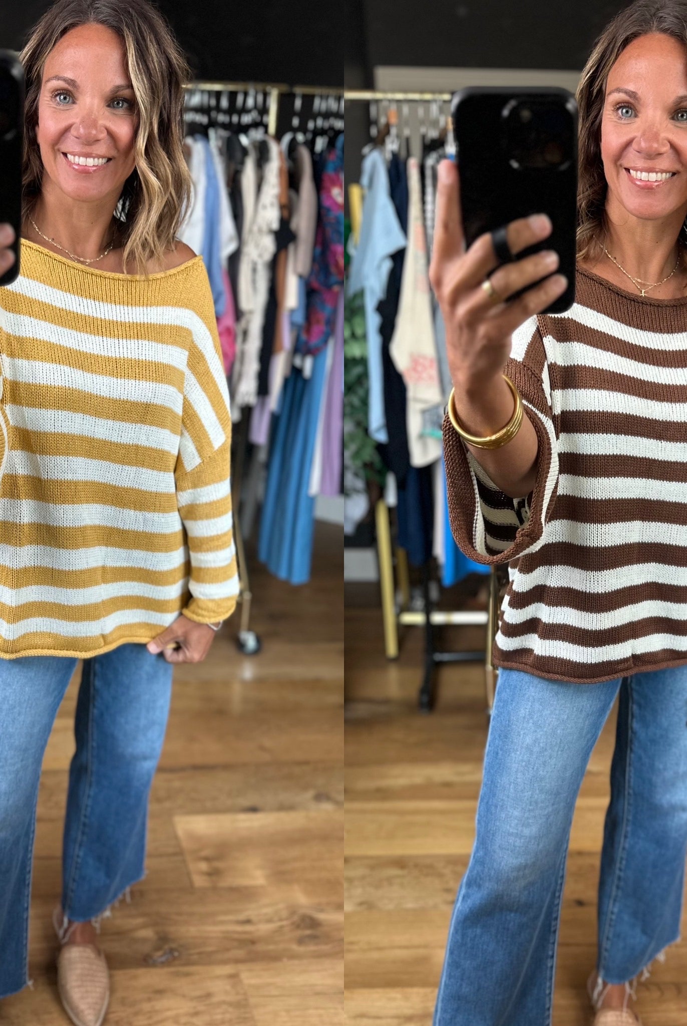 All Figured Out Striped Knit Top-Sweaters-Vine & Love-Anna Kaytes Boutique, Women's Fashion Boutique in Grinnell, Iowa