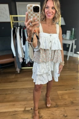 Give It All Back Ruffle Button-Down Dress - Ivory-POL-Anna Kaytes Boutique, Women's Fashion Boutique in Grinnell, Iowa