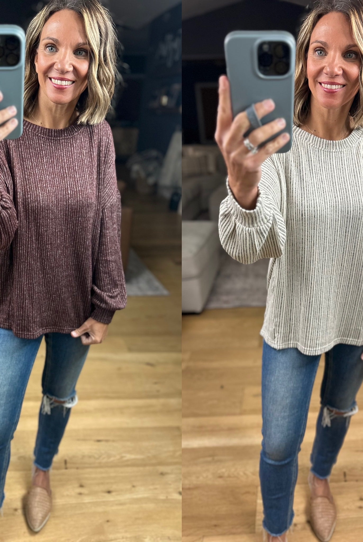 Moments In Time Ribbed Long Sleeve Top-Blu Pepper-Anna Kaytes Boutique, Women's Fashion Boutique in Grinnell, Iowa