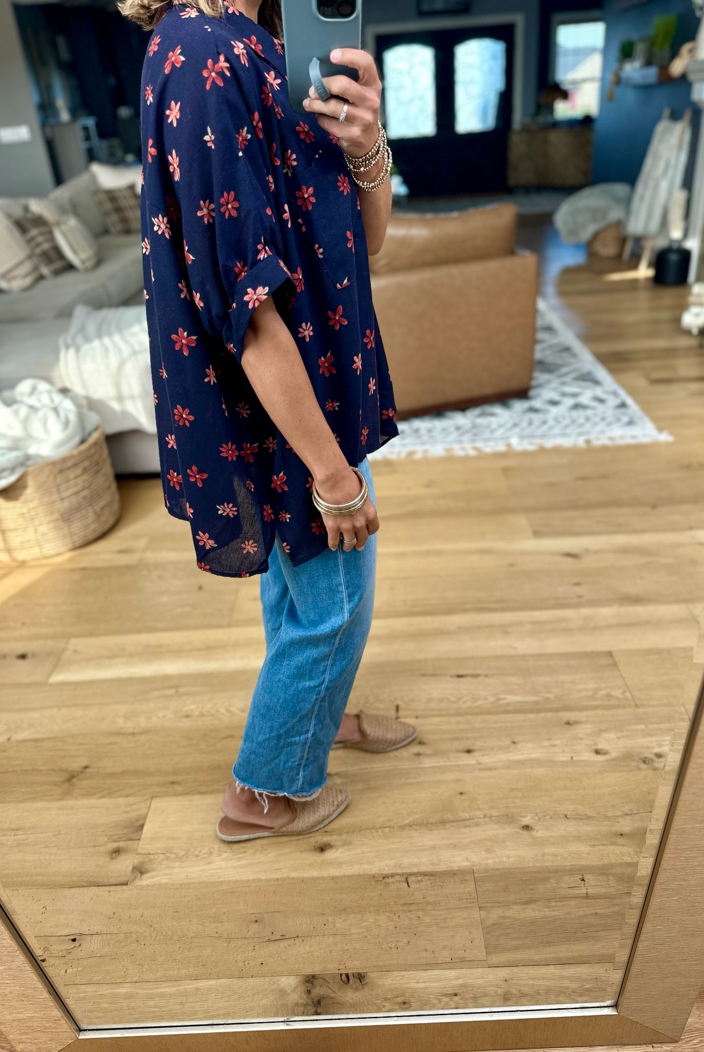 How Fall Feels Floral Oversized Button Down Top-Easel-Anna Kaytes Boutique, Women's Fashion Boutique in Grinnell, Iowa