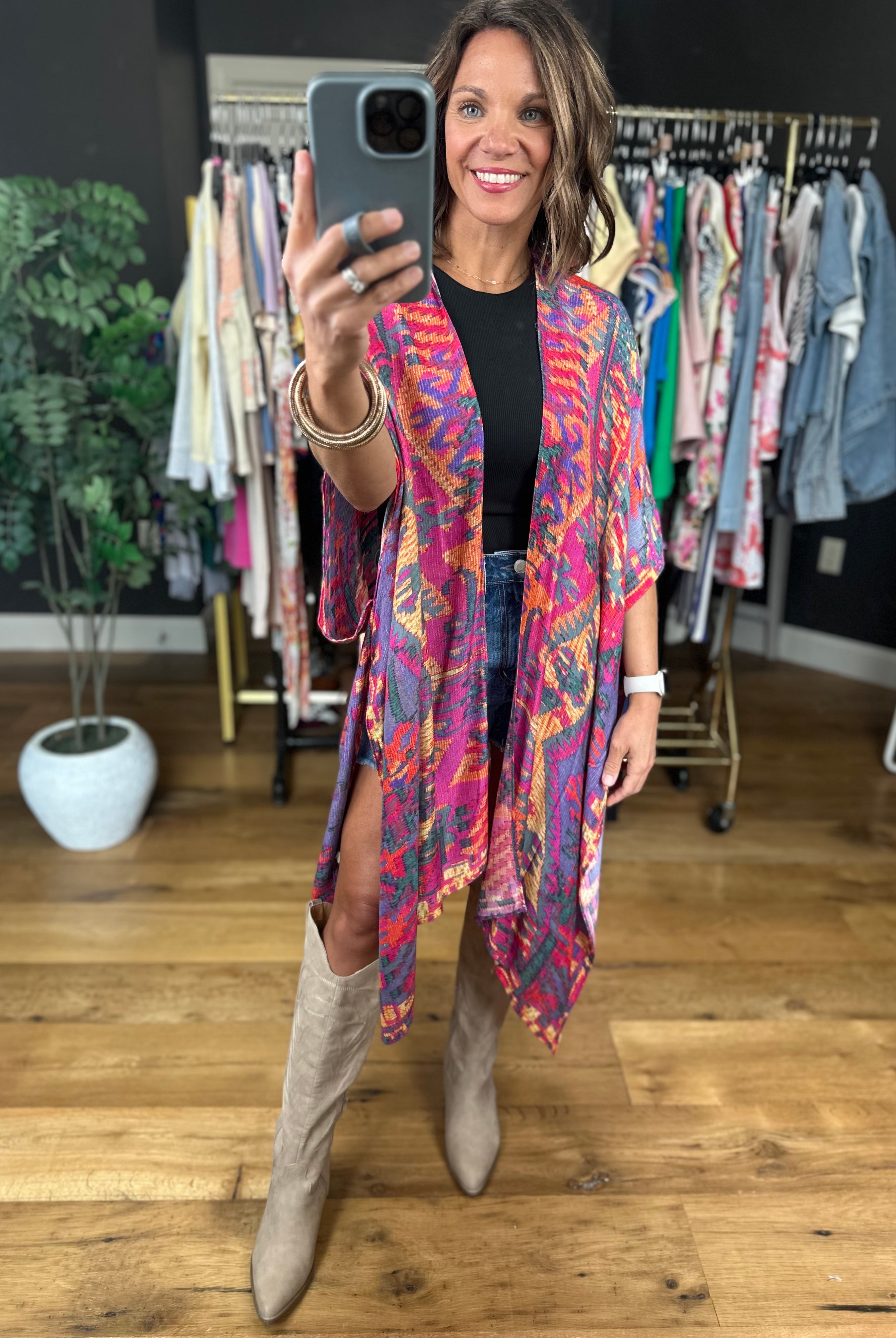 Right Here In Paradise Kimono - Multi-Urbanista-Anna Kaytes Boutique, Women's Fashion Boutique in Grinnell, Iowa