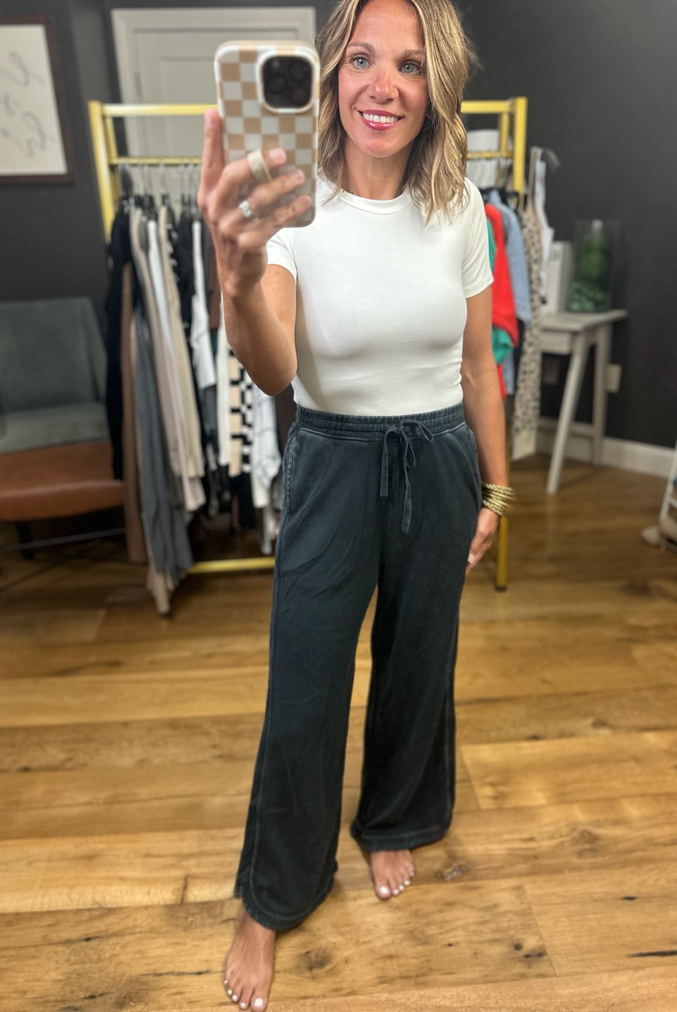 Linked Together Scoop-Hem Pant - Black-Pants-Easel-Anna Kaytes Boutique, Women's Fashion Boutique in Grinnell, Iowa