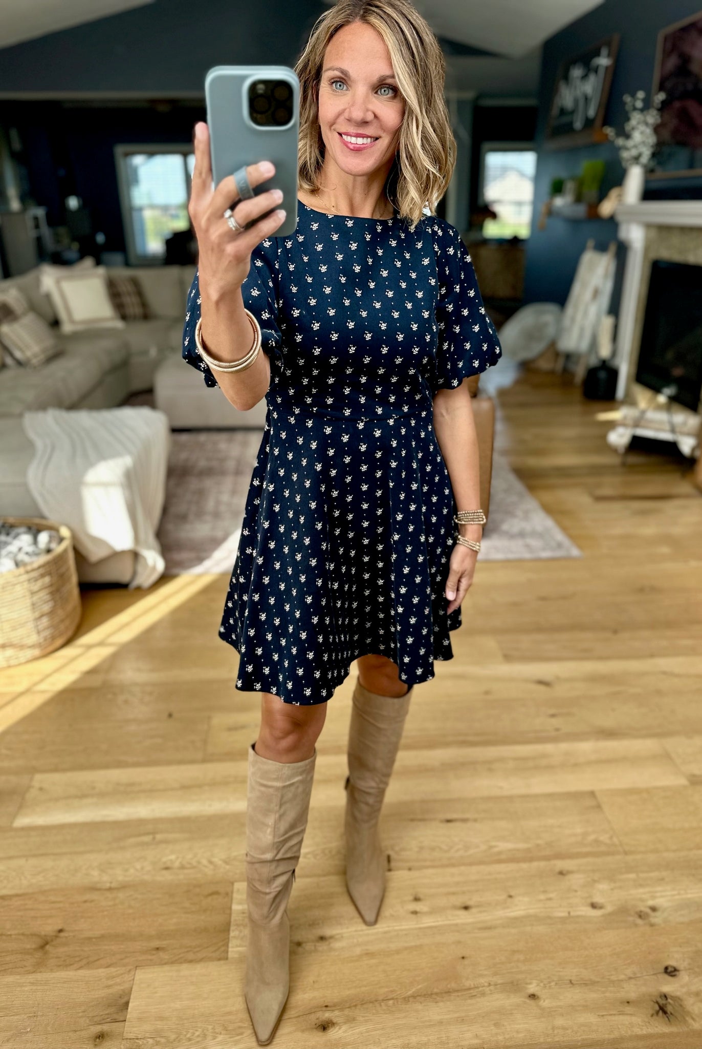 Under The Prairie Sunset Puff Sleeve Dress-Wishlist-Anna Kaytes Boutique, Women's Fashion Boutique in Grinnell, Iowa