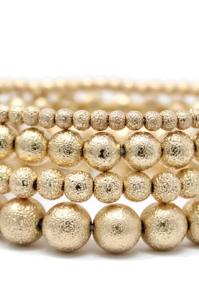Gold Textured Stretch Bracelet Set-Bracelets-Joia JB-2479-Anna Kaytes Boutique, Women's Fashion Boutique in Grinnell, Iowa