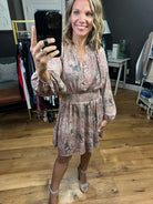 Better Than Real Floral Smock Detail Dress - Mauve/Grey-Dresses-Entro D21673-Anna Kaytes Boutique, Women's Fashion Boutique in Grinnell, Iowa