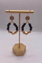 Stephanie Beaded Earrings- Black/Gold-Earrings-Anna Kaytes Boutique-Anna Kaytes Boutique, Women's Fashion Boutique in Grinnell, Iowa
