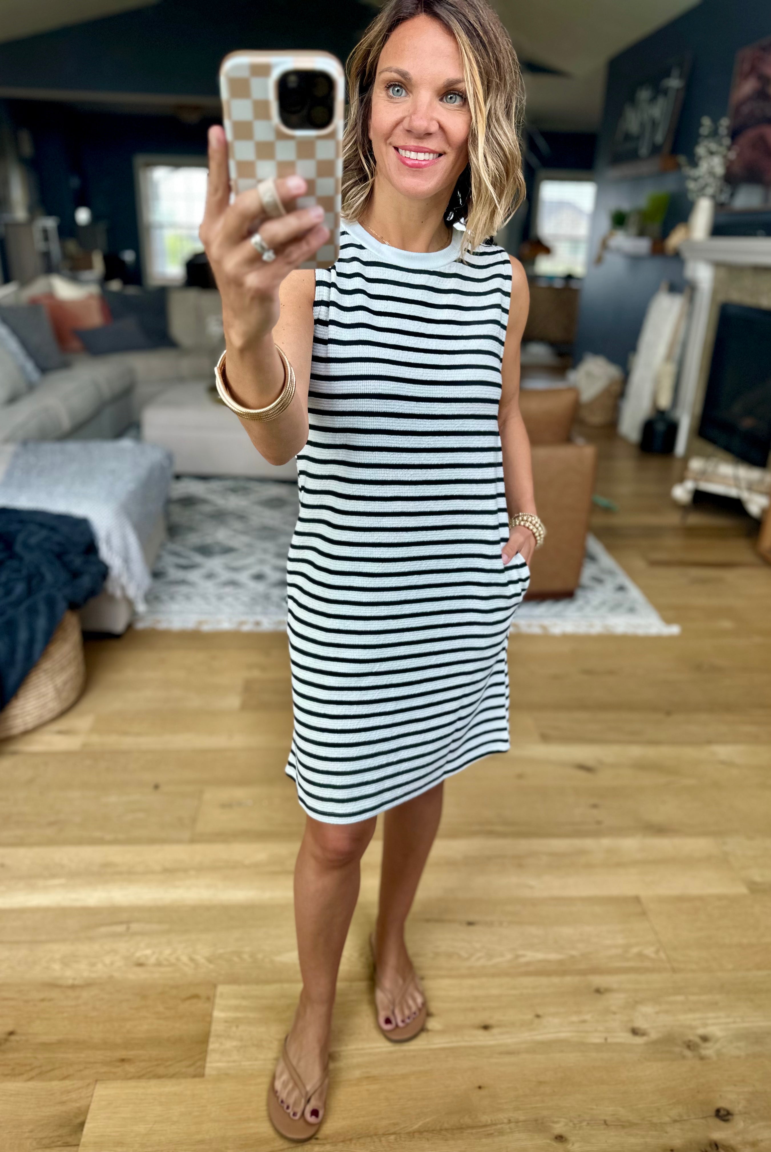 Life To Live Striped Pocket Dress - Ivory/Black-Staccato-Anna Kaytes Boutique, Women's Fashion Boutique in Grinnell, Iowa
