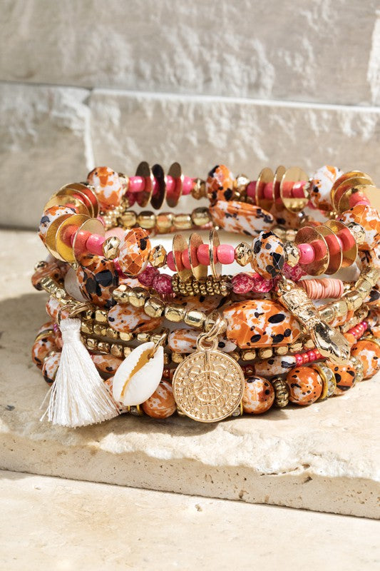 Layered Mixed Beads Bracelet Set-Bracelets-Urbanista LR1FBA111-Anna Kaytes Boutique, Women's Fashion Boutique in Grinnell, Iowa
