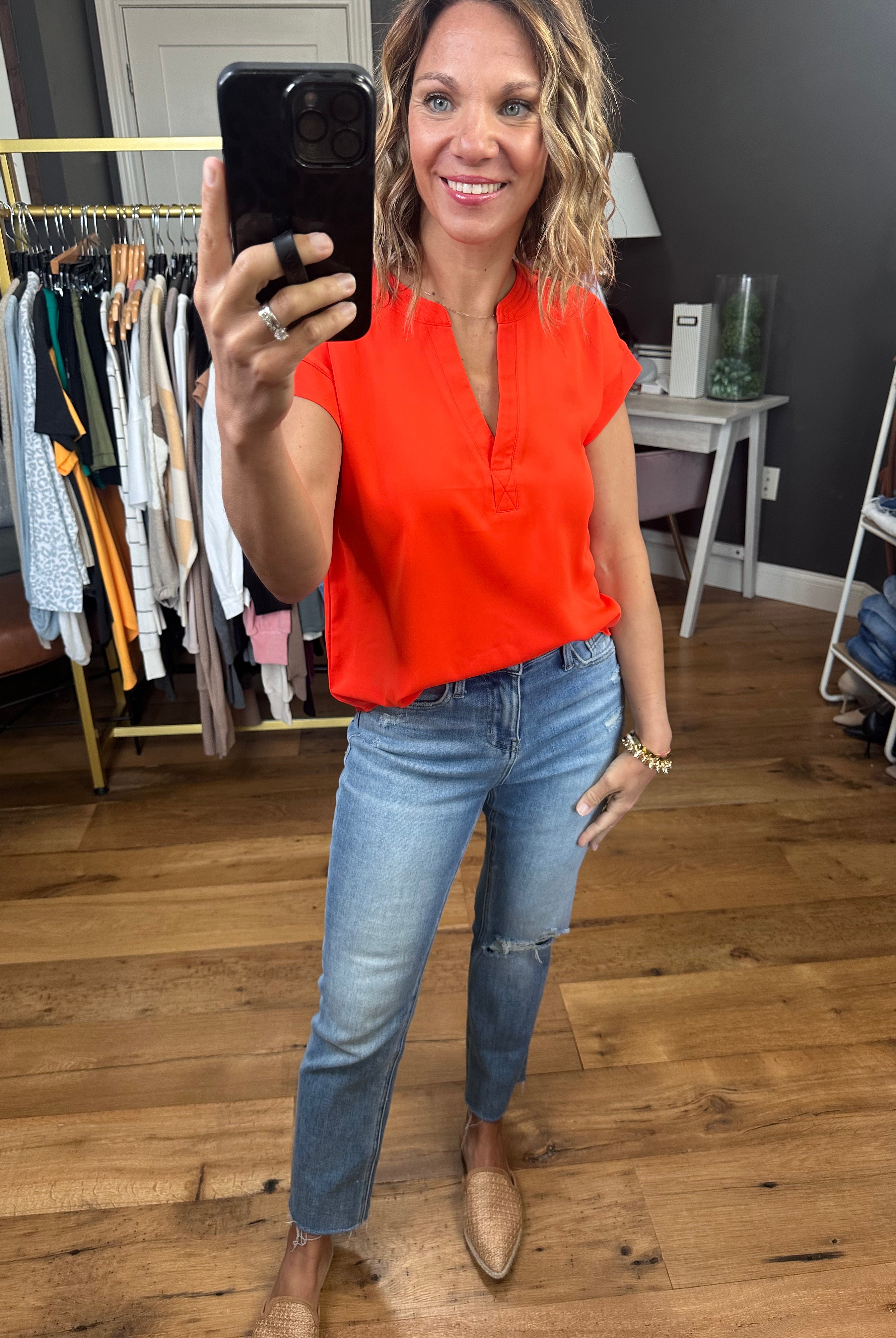 Moving Mountains V-Neck Top - Multiple Options-Short Sleeves-Blu Pepper TB8456-Anna Kaytes Boutique, Women's Fashion Boutique in Grinnell, Iowa