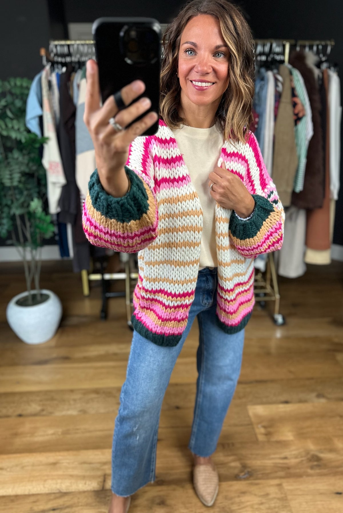 Happy Thoughts Knit Cardigan-Sweaters-Polagram-Anna Kaytes Boutique, Women's Fashion Boutique in Grinnell, Iowa