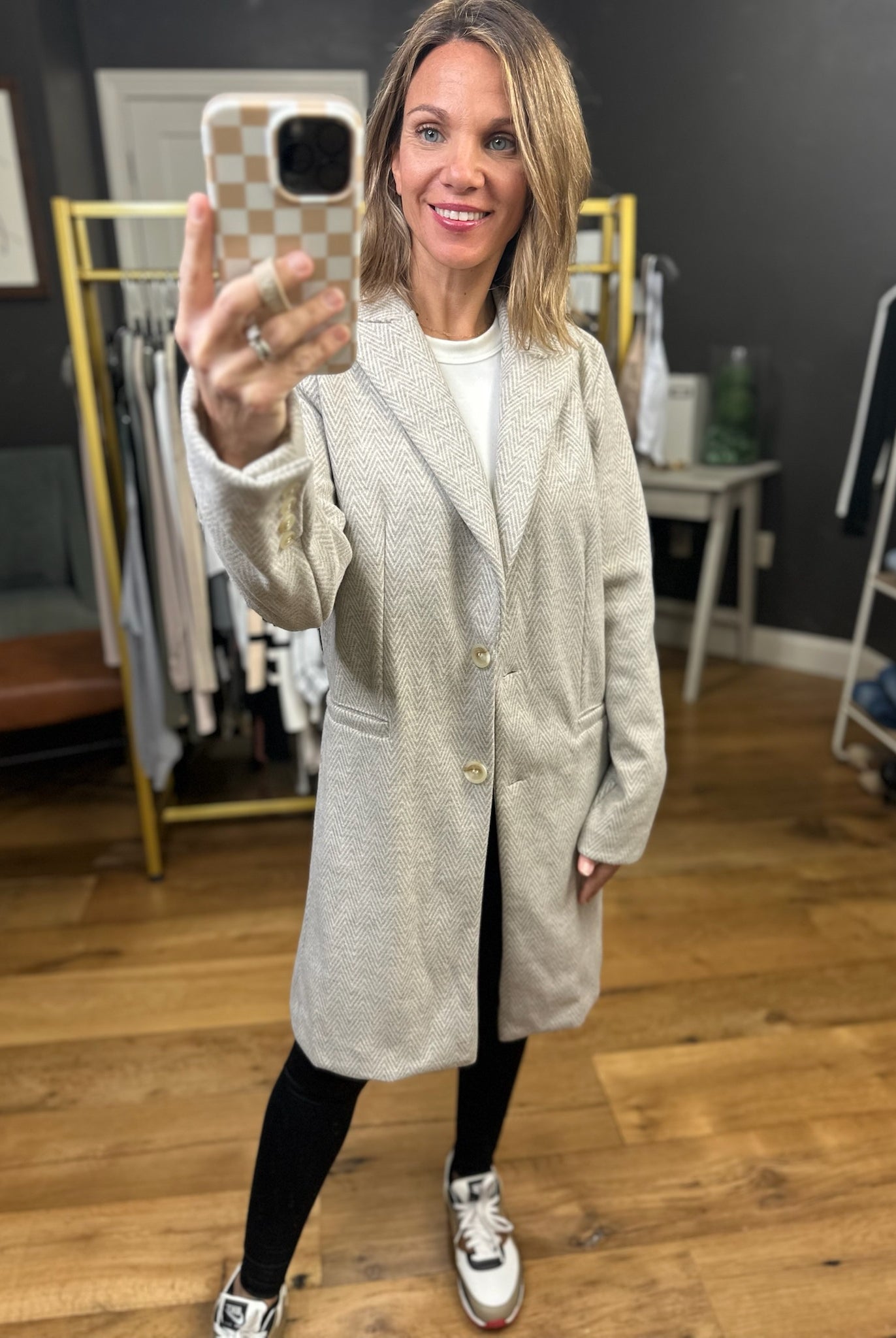 Out & About Midi Button-Detail Jacket - Earth Grey-Be Cool-Anna Kaytes Boutique, Women's Fashion Boutique in Grinnell, Iowa