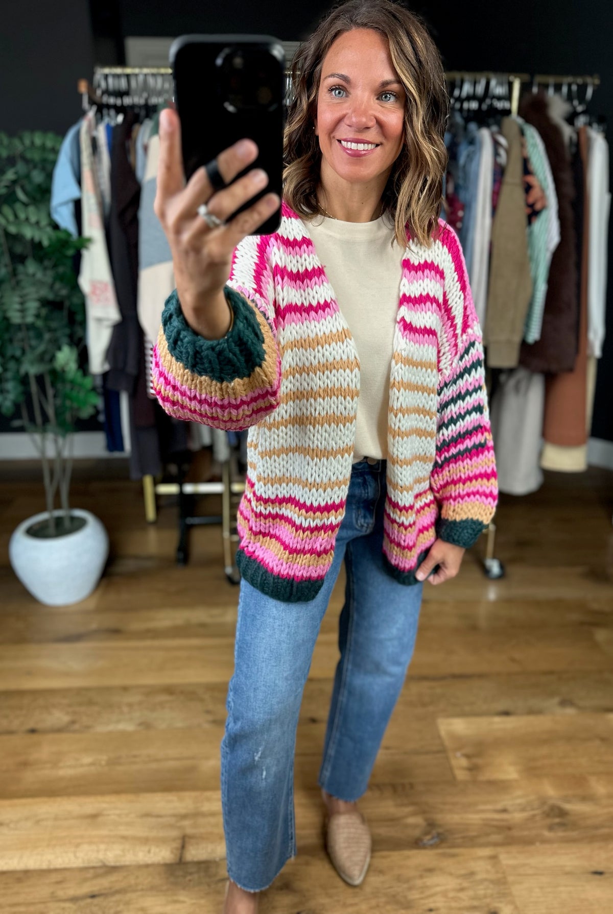 Happy Thoughts Knit Cardigan-Sweaters-Polagram-Anna Kaytes Boutique, Women's Fashion Boutique in Grinnell, Iowa