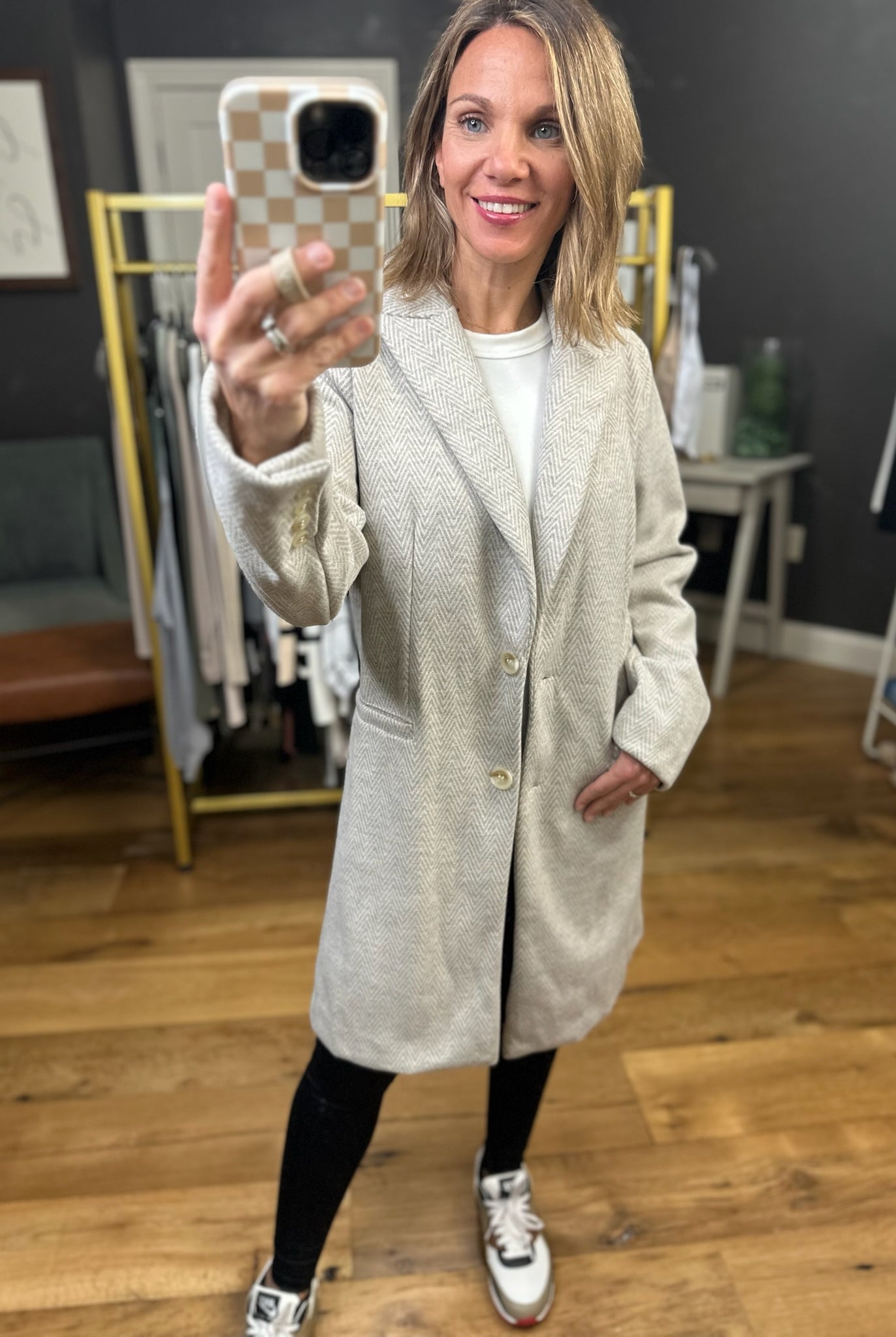 Out & About Midi Button-Detail Jacket - Earth Grey-Be Cool-Anna Kaytes Boutique, Women's Fashion Boutique in Grinnell, Iowa