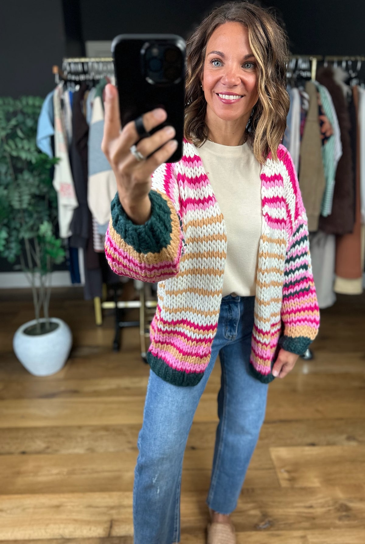 Happy Thoughts Knit Cardigan-Sweaters-Polagram-Anna Kaytes Boutique, Women's Fashion Boutique in Grinnell, Iowa