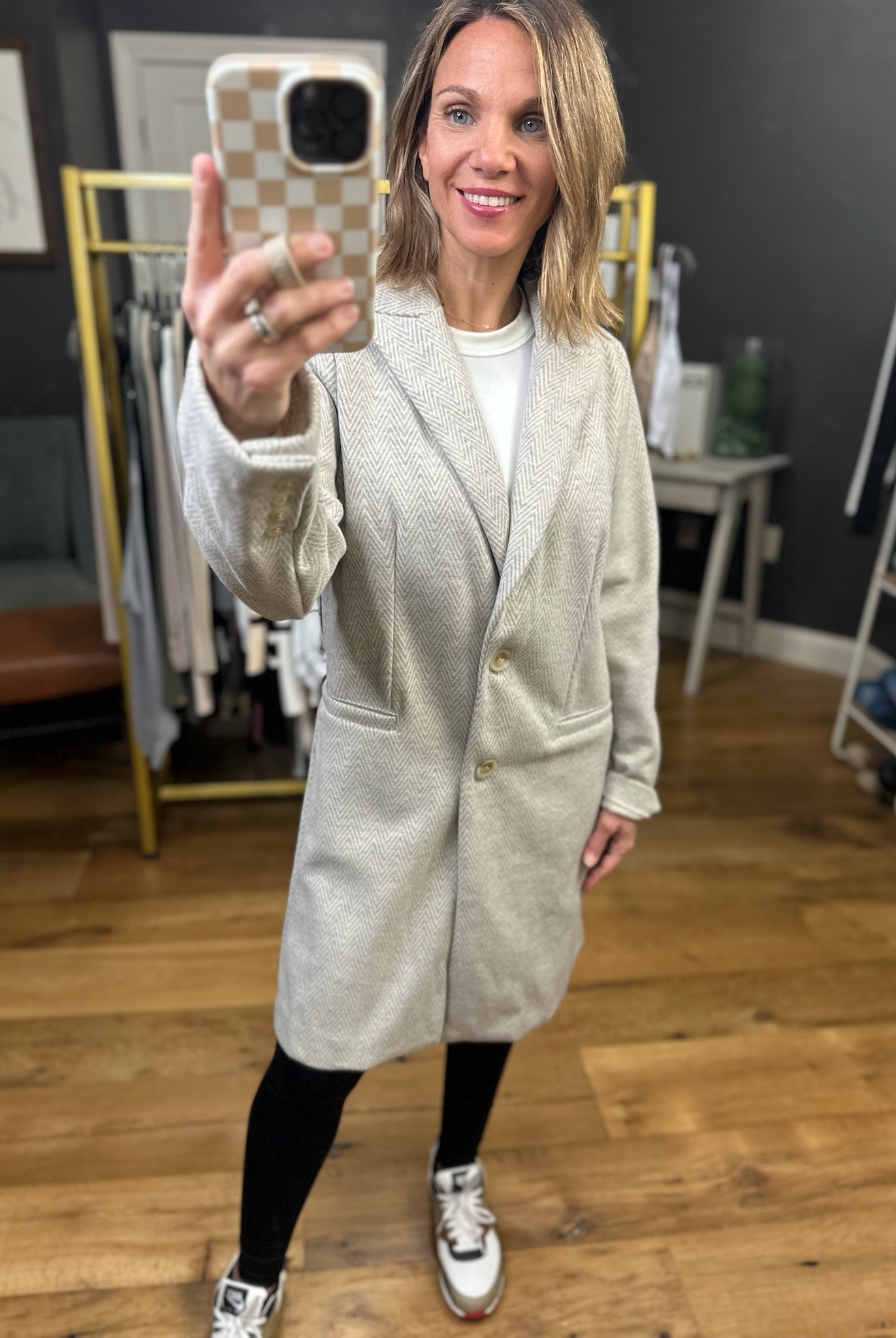 Out & About Midi Button-Detail Jacket - Earth Grey-Be Cool-Anna Kaytes Boutique, Women's Fashion Boutique in Grinnell, Iowa