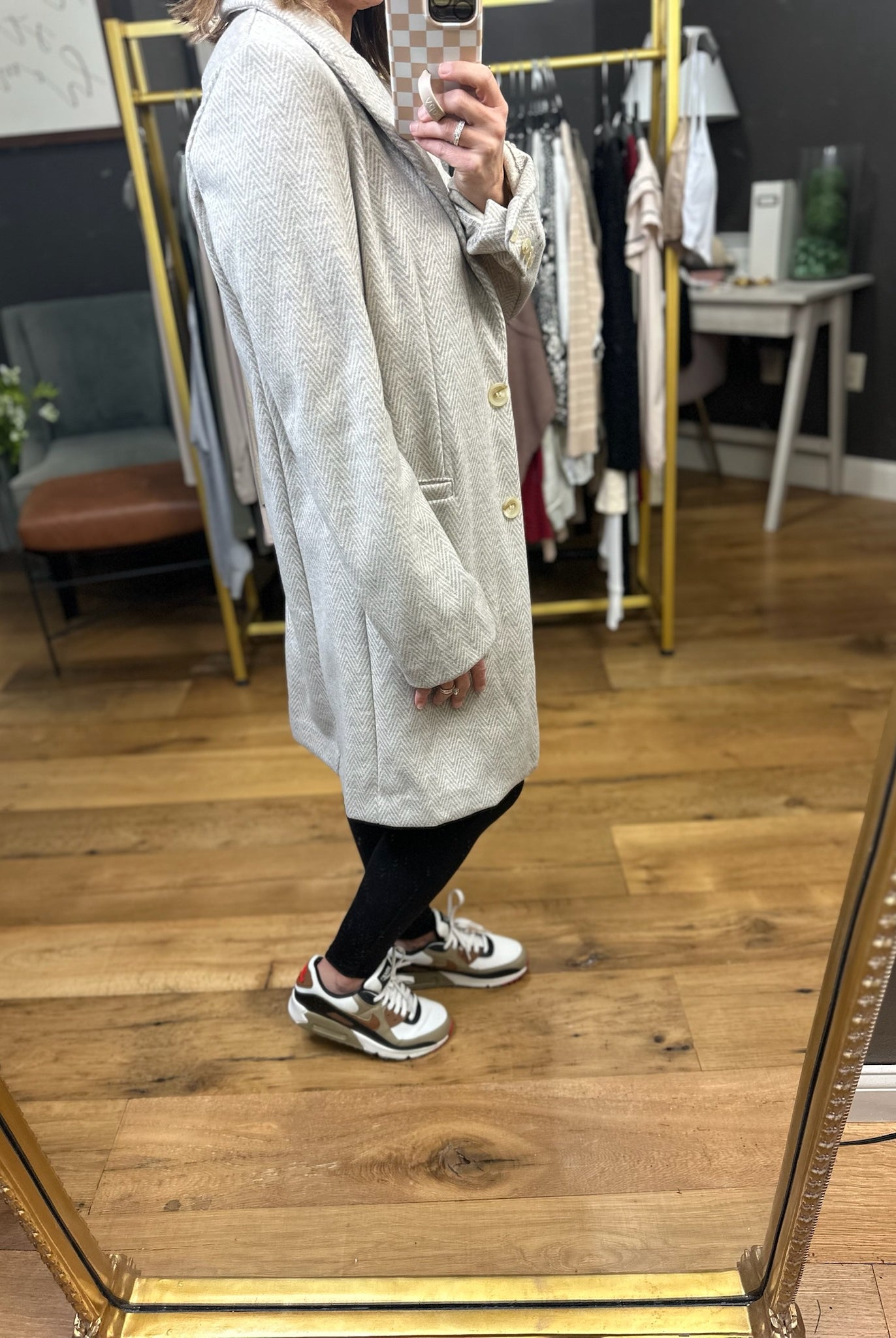 Out & About Midi Button-Detail Jacket - Earth Grey-Be Cool-Anna Kaytes Boutique, Women's Fashion Boutique in Grinnell, Iowa