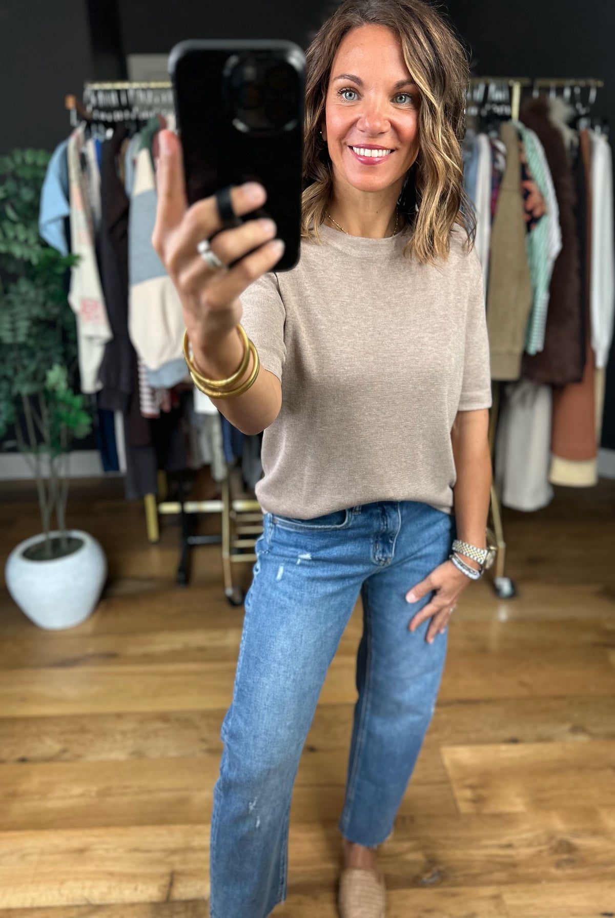 Talking Points Short Sleeve Knit Top-Short Sleeves-Be Cool-Anna Kaytes Boutique, Women's Fashion Boutique in Grinnell, Iowa