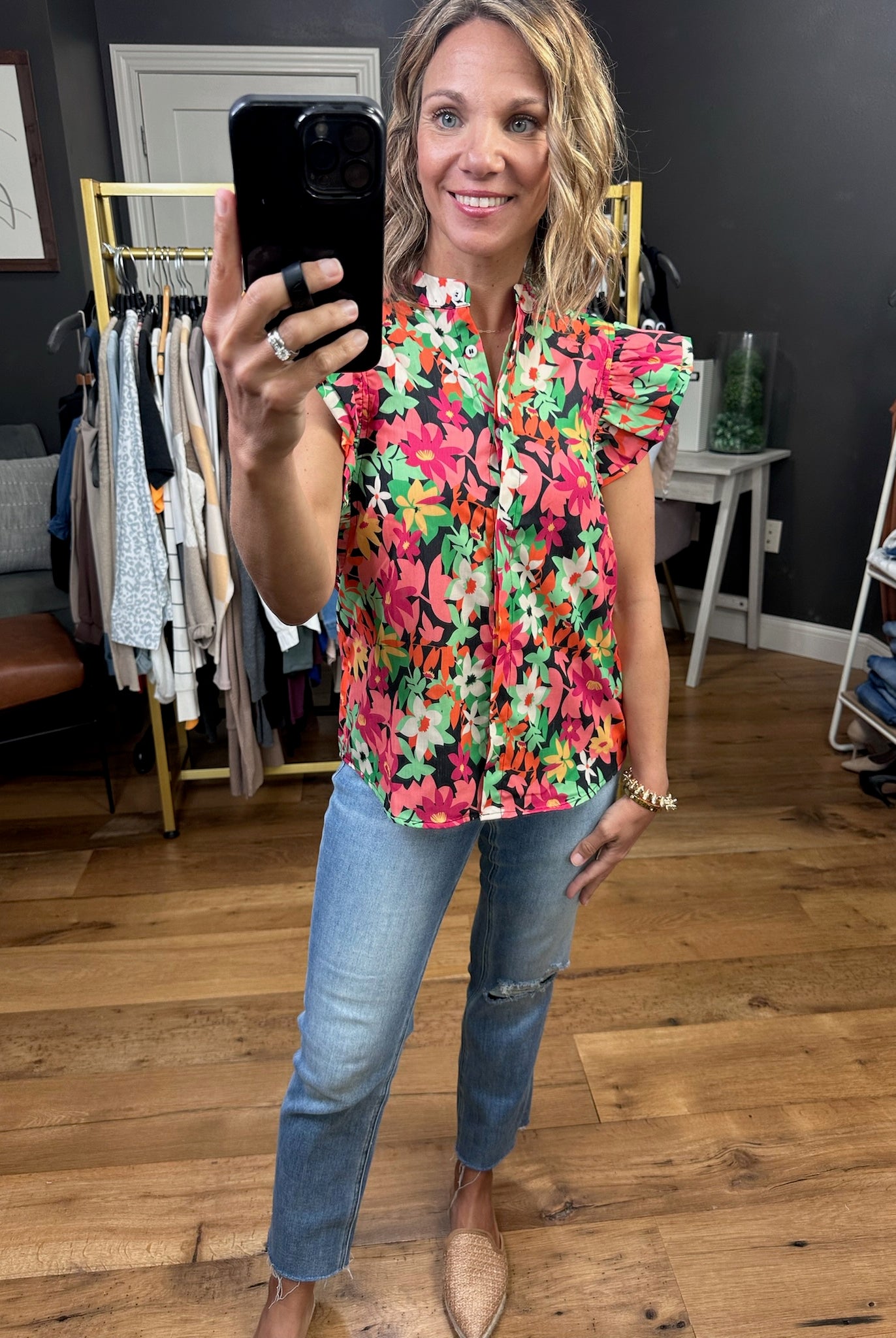 Make the Most Sense Floral Top - Black-Long Sleeves-She & Sky sy6459-Anna Kaytes Boutique, Women's Fashion Boutique in Grinnell, Iowa