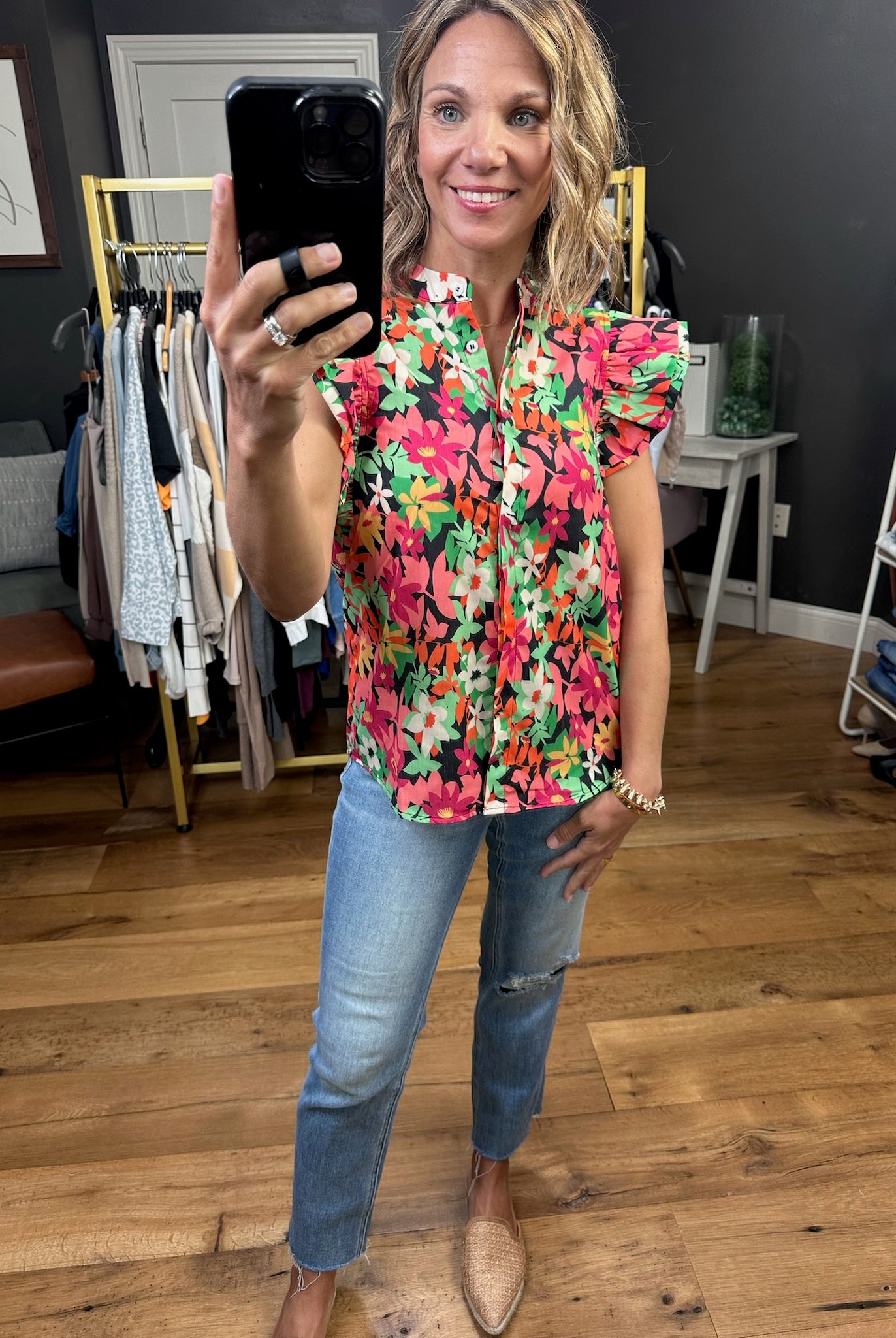 Make the Most Sense Floral Top - Black-Long Sleeves-She & Sky sy6459-Anna Kaytes Boutique, Women's Fashion Boutique in Grinnell, Iowa