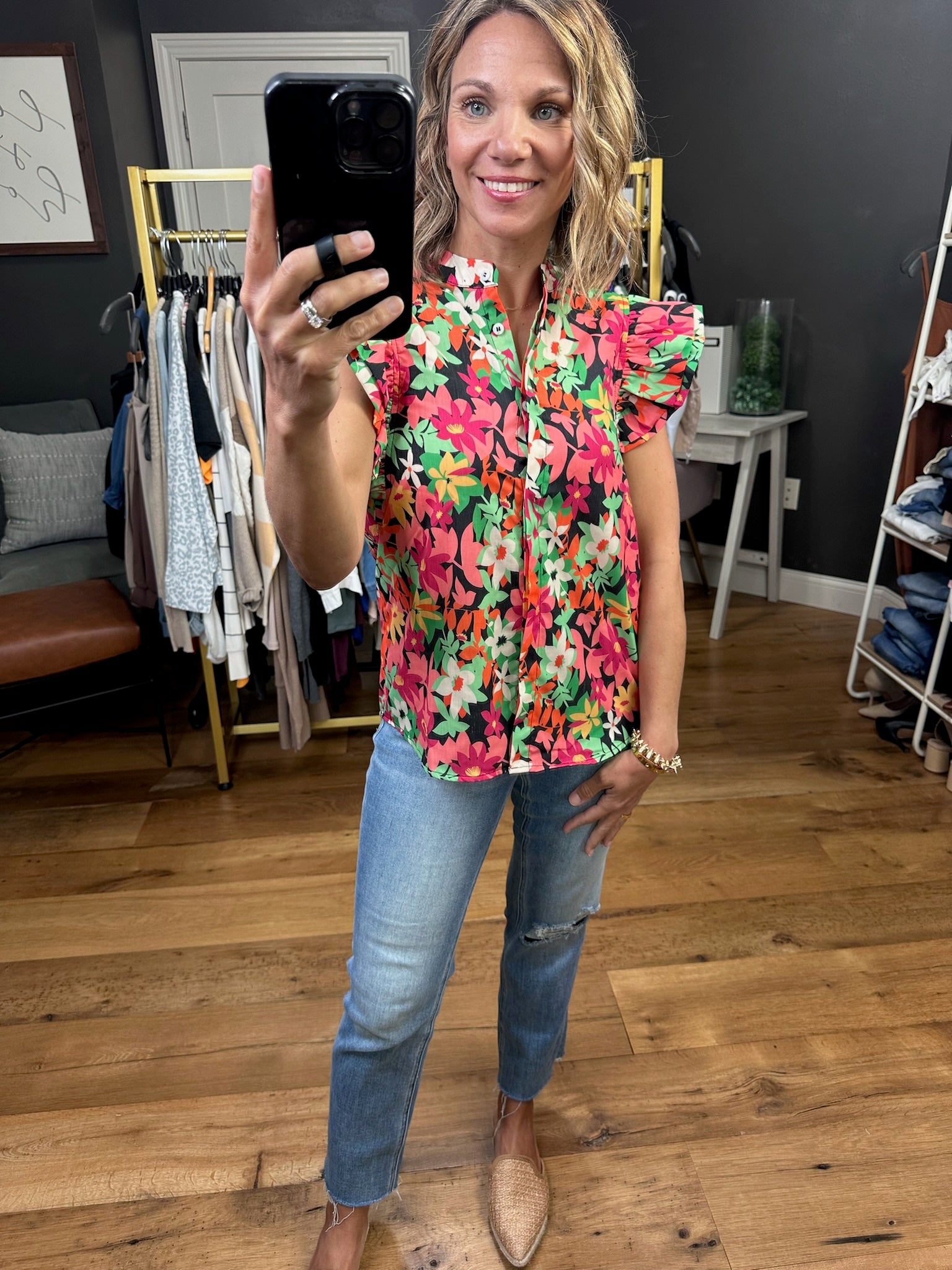 Make the Most Sense Floral Top - Black-Long Sleeves-She & Sky sy6459-Anna Kaytes Boutique, Women's Fashion Boutique in Grinnell, Iowa