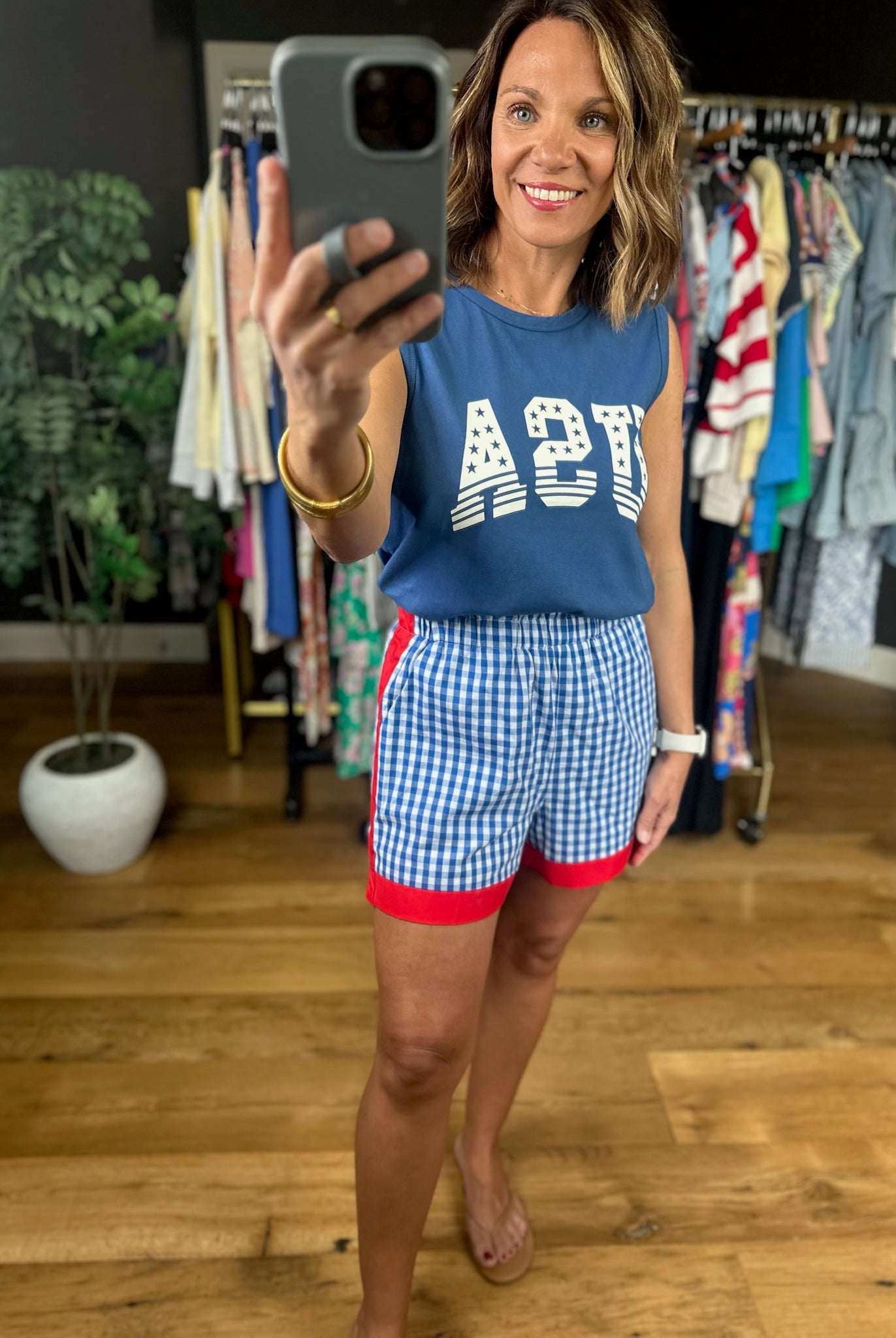 The Americana Plaid Shorts-Shorts-Entro-Anna Kaytes Boutique, Women's Fashion Boutique in Grinnell, Iowa