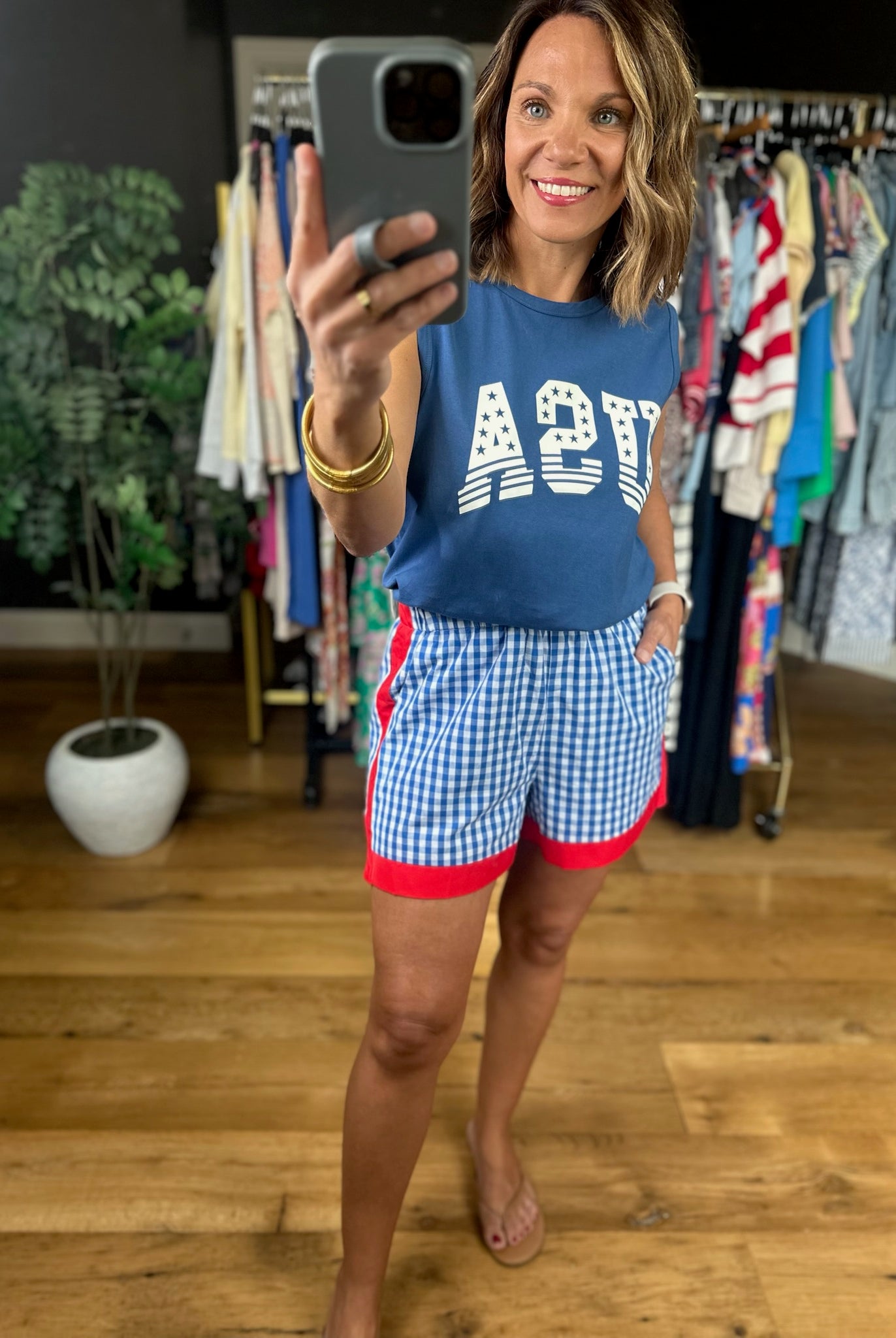 The Americana Plaid Shorts-Shorts-Entro-Anna Kaytes Boutique, Women's Fashion Boutique in Grinnell, Iowa