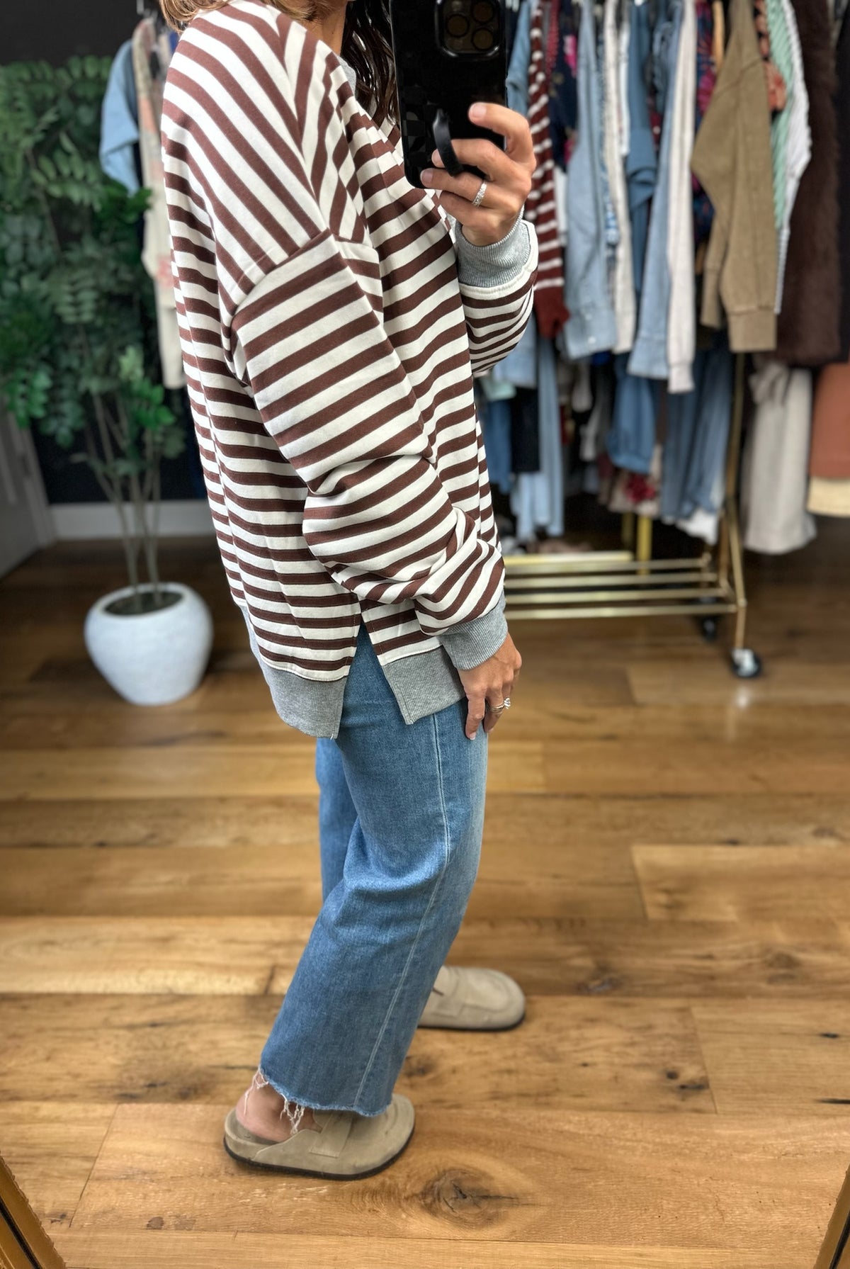 On My Team Striped Crew-Sweaters-Anna Kaytes Boutique-Anna Kaytes Boutique, Women's Fashion Boutique in Grinnell, Iowa