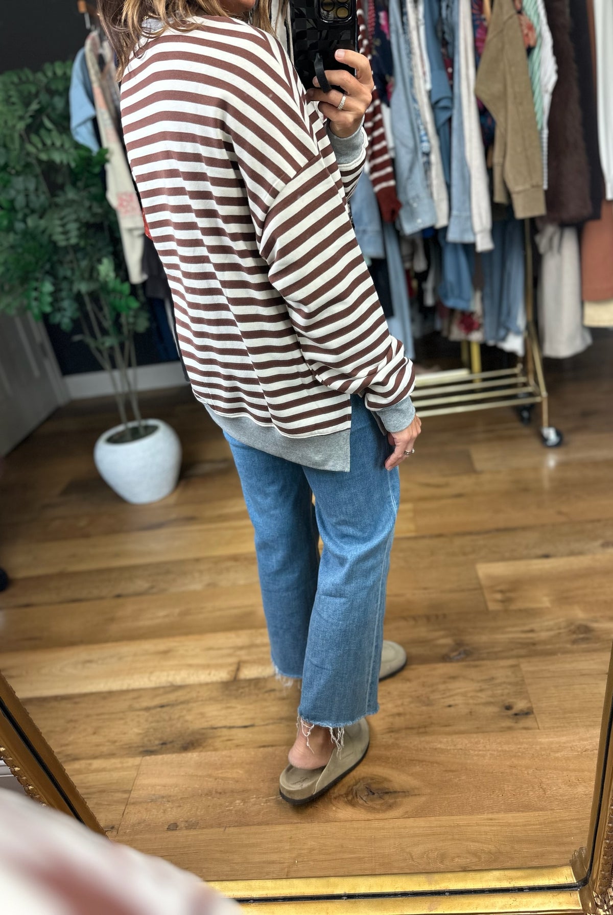 On My Team Striped Crew-Sweaters-Anna Kaytes Boutique-Anna Kaytes Boutique, Women's Fashion Boutique in Grinnell, Iowa