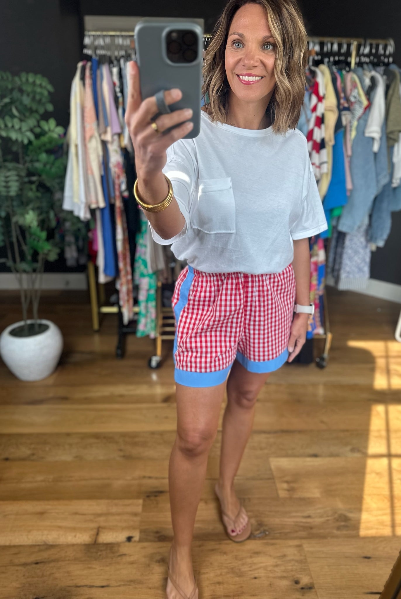 The Americana Plaid Shorts-Shorts-Entro-Anna Kaytes Boutique, Women's Fashion Boutique in Grinnell, Iowa