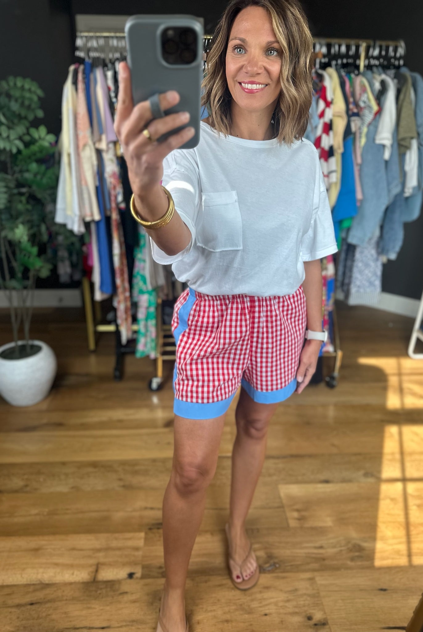 The Americana Plaid Shorts-Shorts-Entro-Anna Kaytes Boutique, Women's Fashion Boutique in Grinnell, Iowa