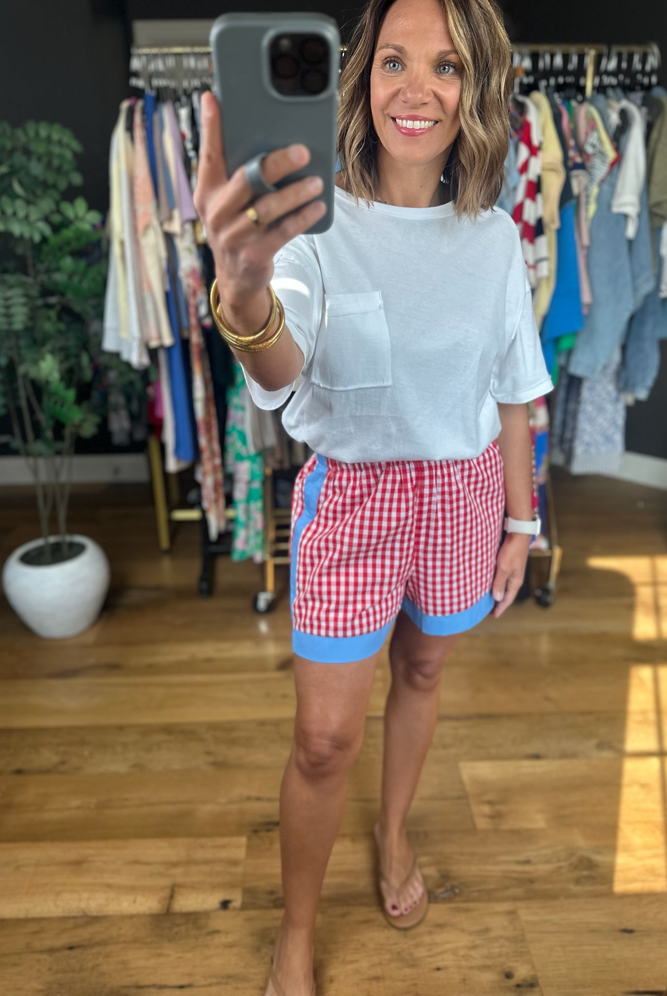 The Americana Plaid Shorts-Shorts-Entro-Anna Kaytes Boutique, Women's Fashion Boutique in Grinnell, Iowa