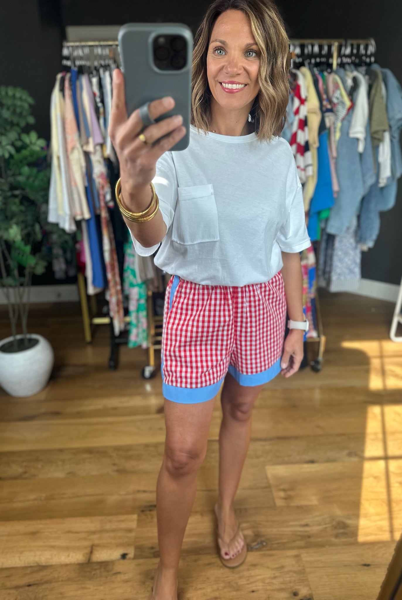The Americana Plaid Shorts-Shorts-Entro-Anna Kaytes Boutique, Women's Fashion Boutique in Grinnell, Iowa