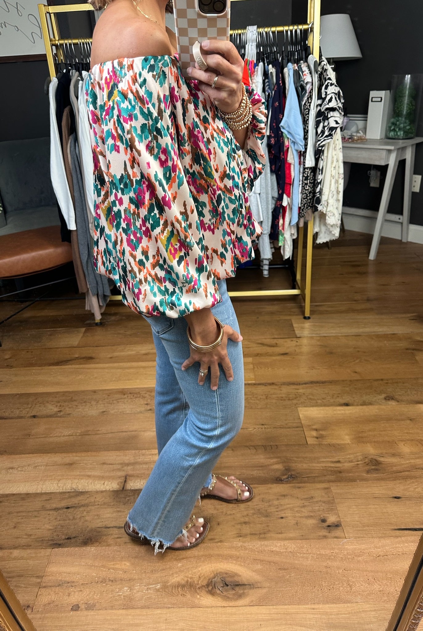 Sunset Cocktails Off-Shoulder Top-THML-Anna Kaytes Boutique, Women's Fashion Boutique in Grinnell, Iowa