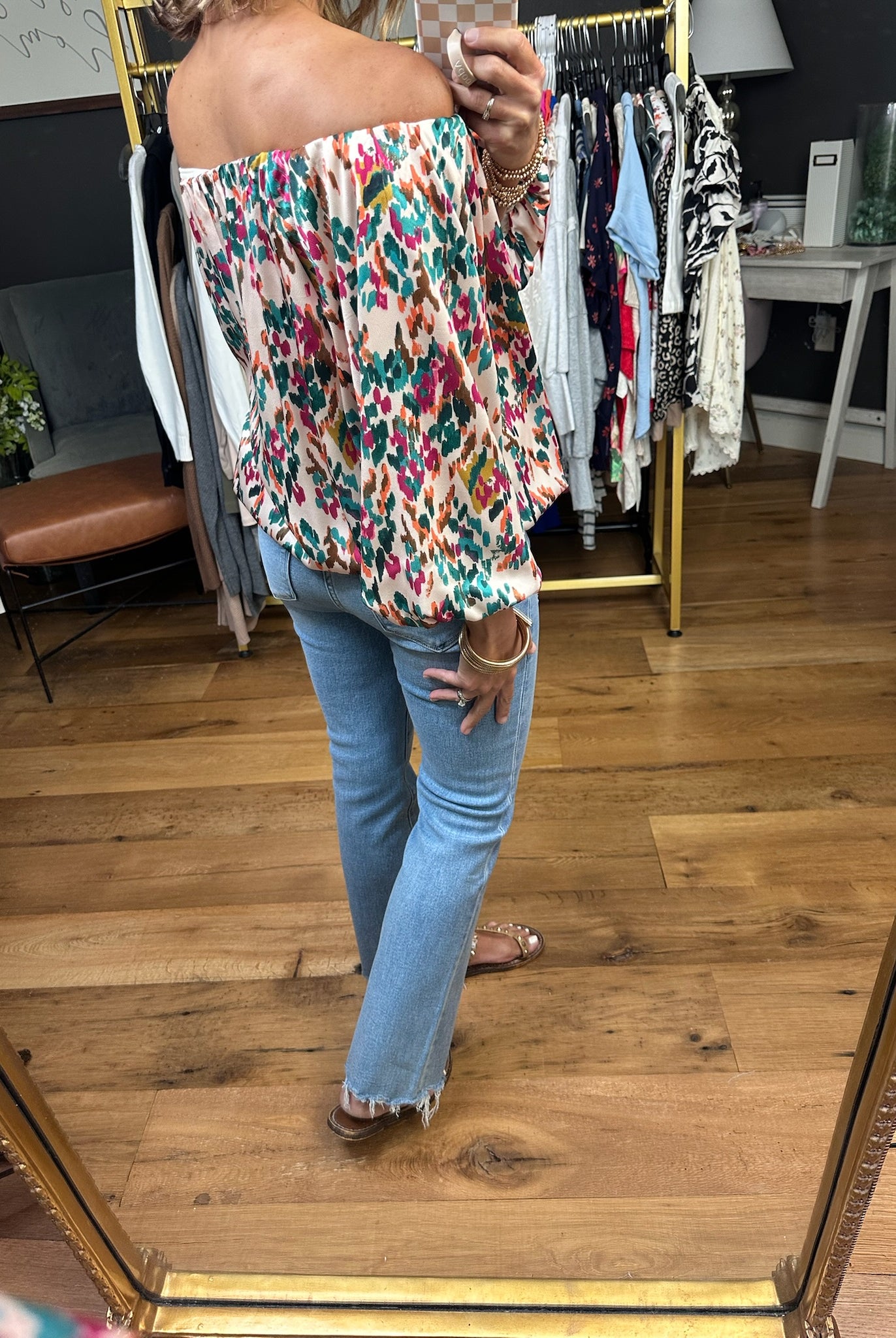 Sunset Cocktails Off-Shoulder Top-THML-Anna Kaytes Boutique, Women's Fashion Boutique in Grinnell, Iowa