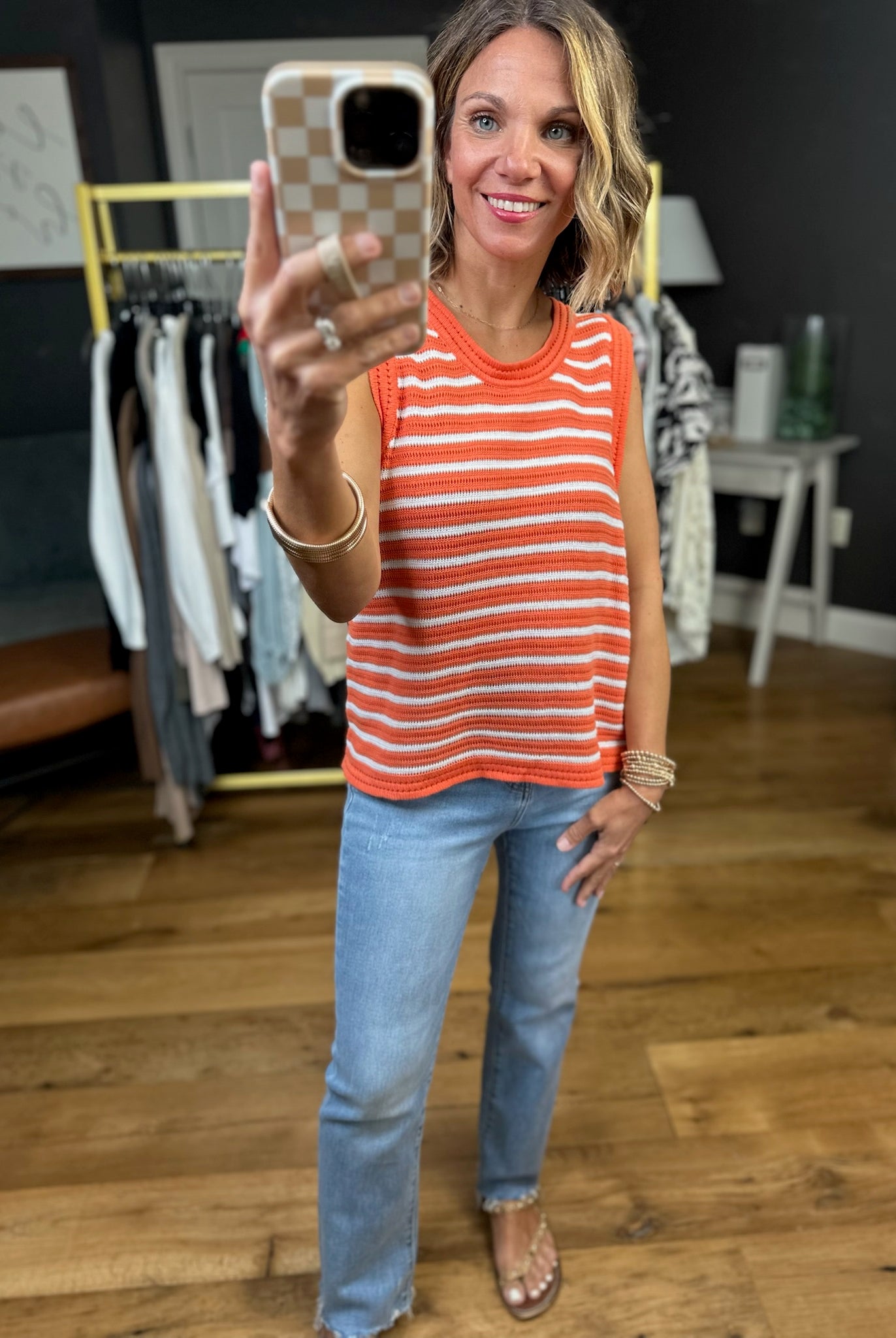 Slow Burn Striped Knit Top - Orange-By Together-Anna Kaytes Boutique, Women's Fashion Boutique in Grinnell, Iowa