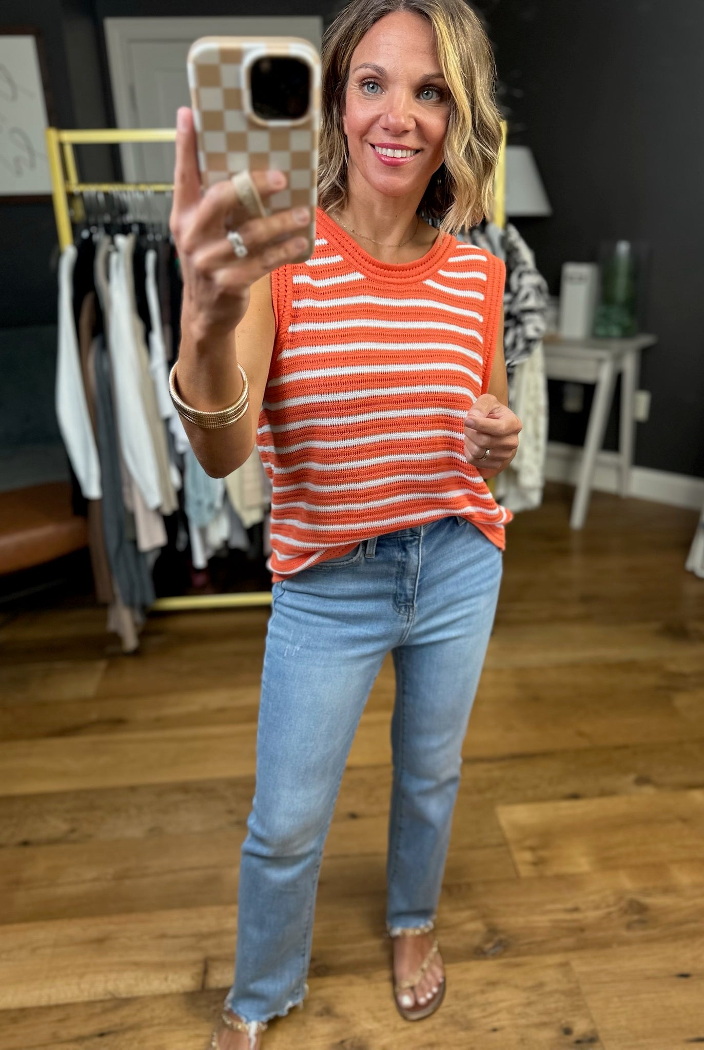 Slow Burn Striped Knit Top - Orange-By Together-Anna Kaytes Boutique, Women's Fashion Boutique in Grinnell, Iowa