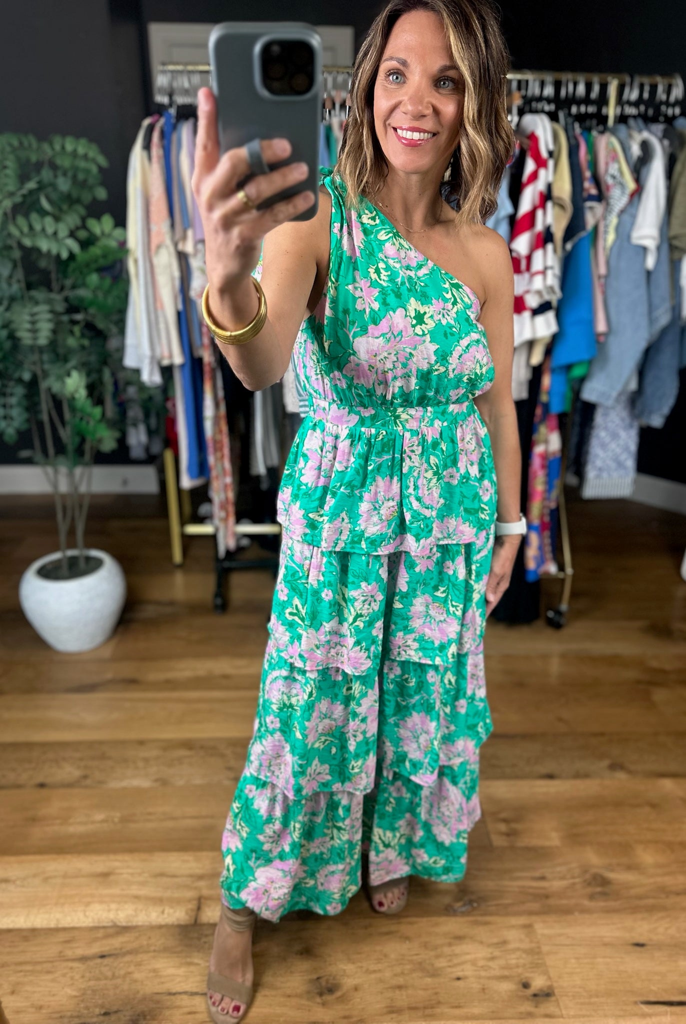 At Garden's Gate Floral Dress-Dresses-Entro-Anna Kaytes Boutique, Women's Fashion Boutique in Grinnell, Iowa