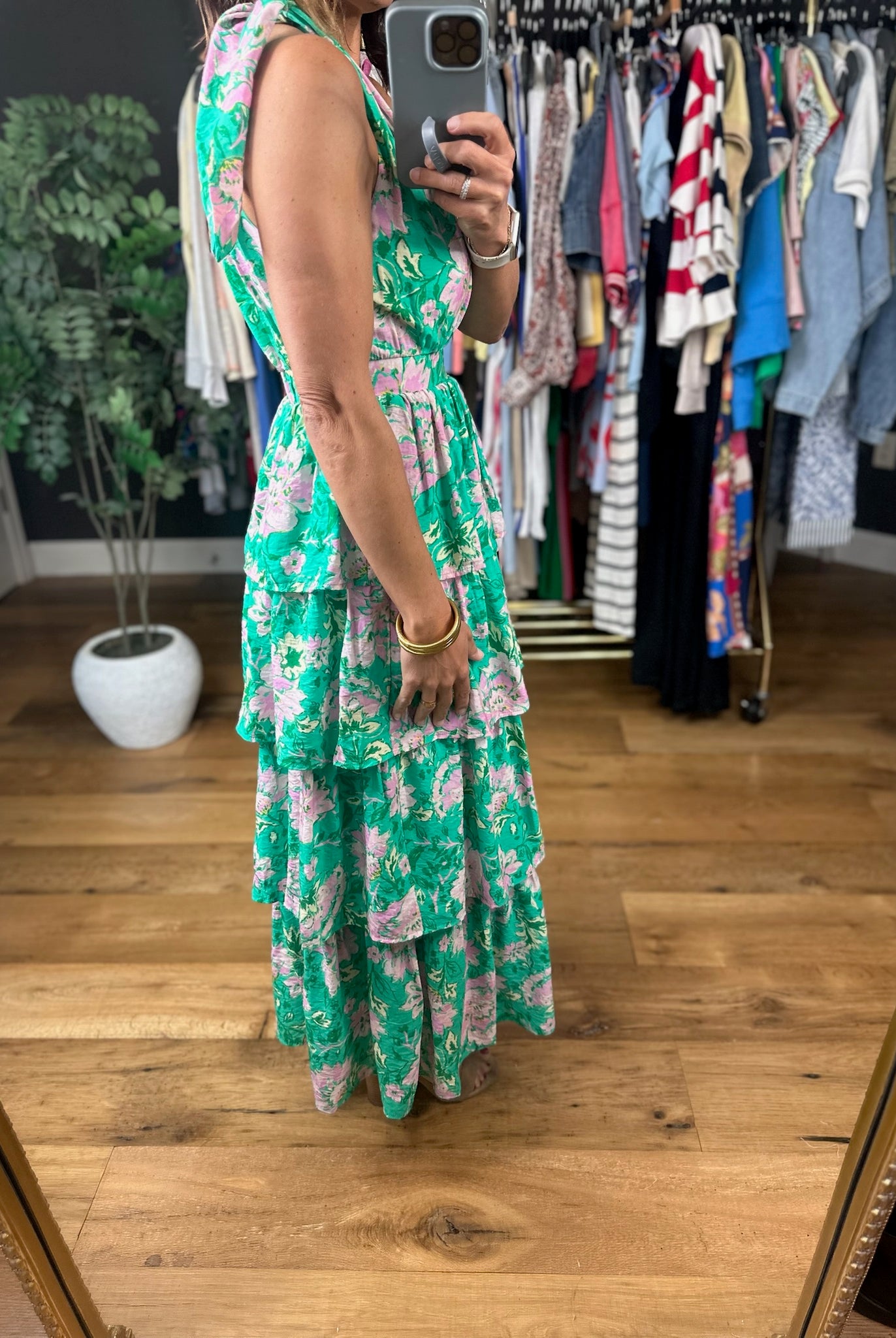 At Garden's Gate Floral Dress-Dresses-Entro-Anna Kaytes Boutique, Women's Fashion Boutique in Grinnell, Iowa